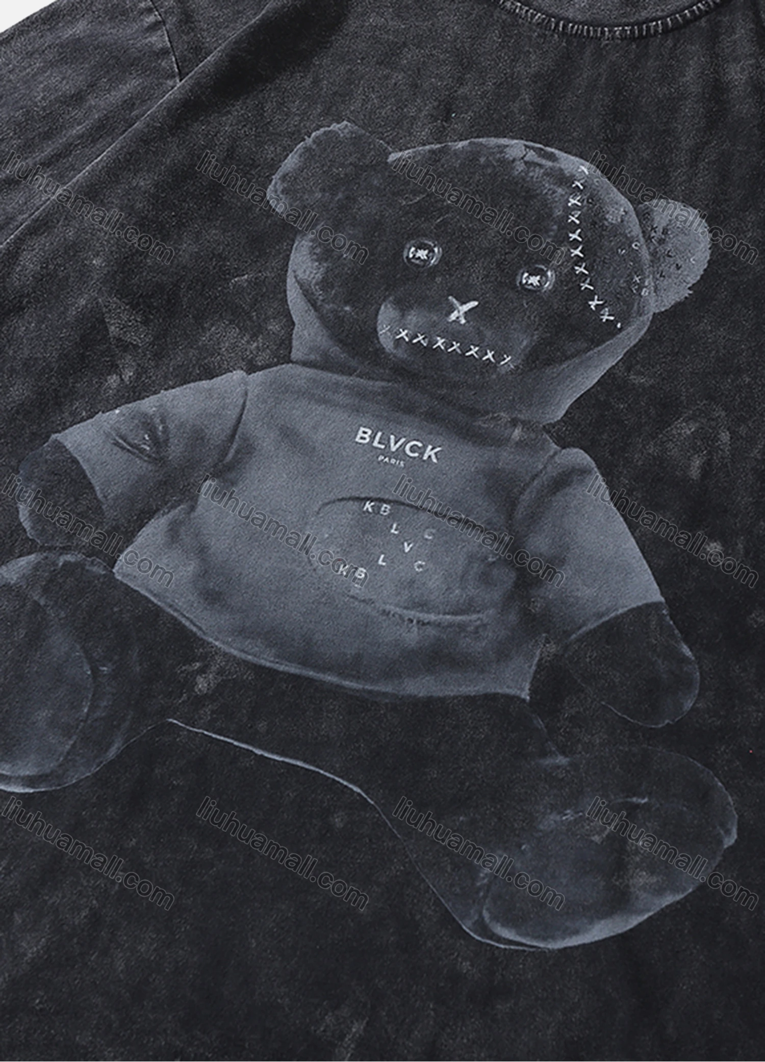 Wholesale Men's Fashion Hip Hop Oversized Crew Neck Short Sleeve Wash Distressed Graphic T-shirt 817# - Liuhuamall