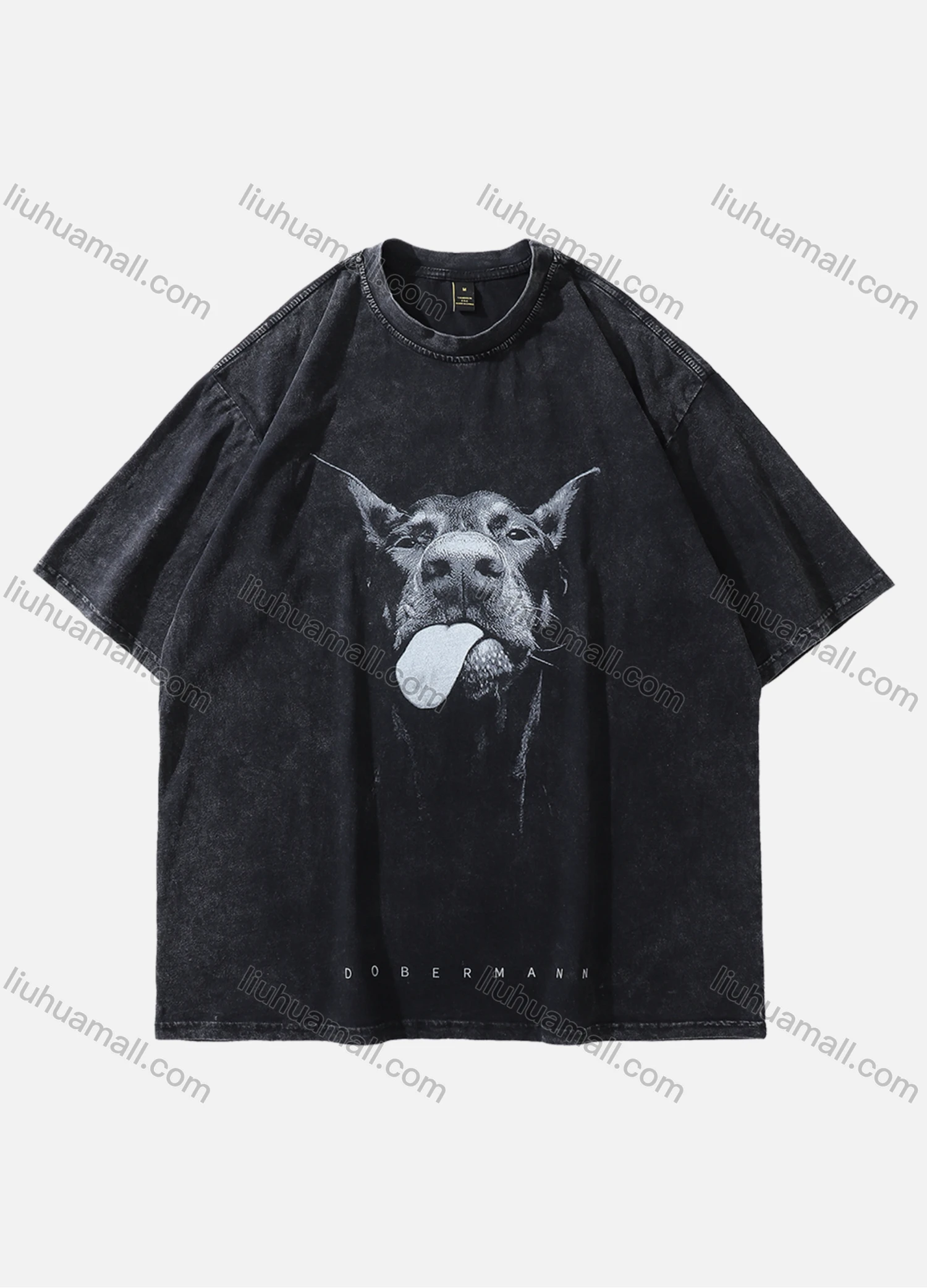 Wholesale Men's Fashion Hip Hop Oversized Crew Neck Short Sleeve Wash Distressed Graphic T-shirt 818# - Liuhuamall