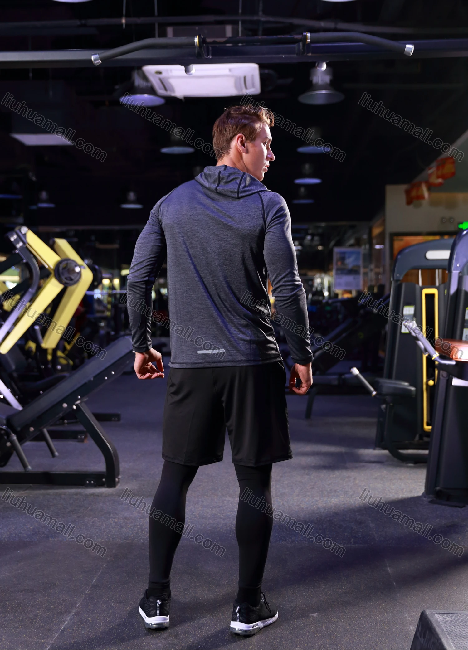 Wholesale Men's Athletic Workout Long Sleeve Fitness Hoodie 12019# - Liuhuamall