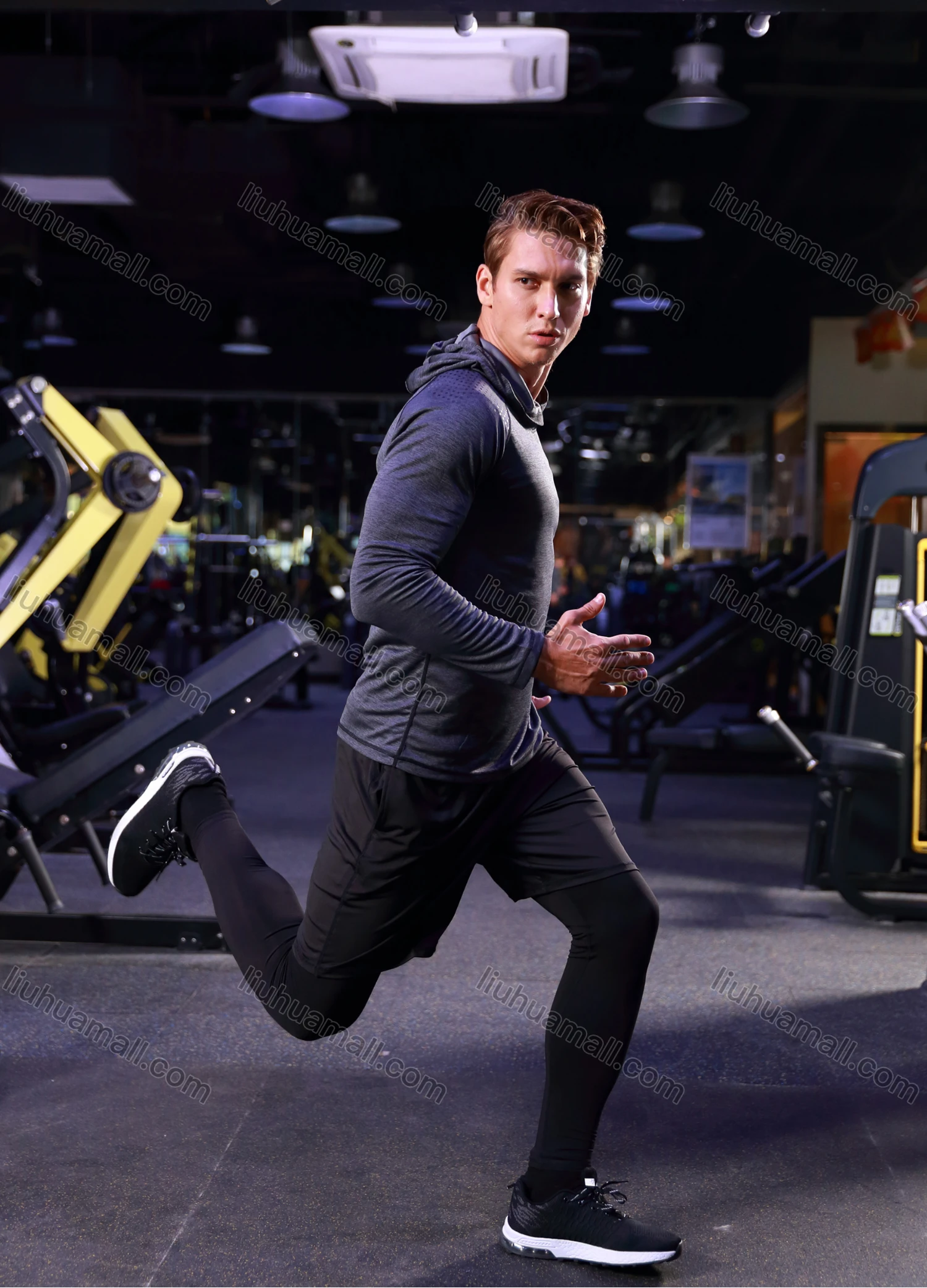 Wholesale Men's Athletic Workout Long Sleeve Fitness Hoodie 12019# - Liuhuamall