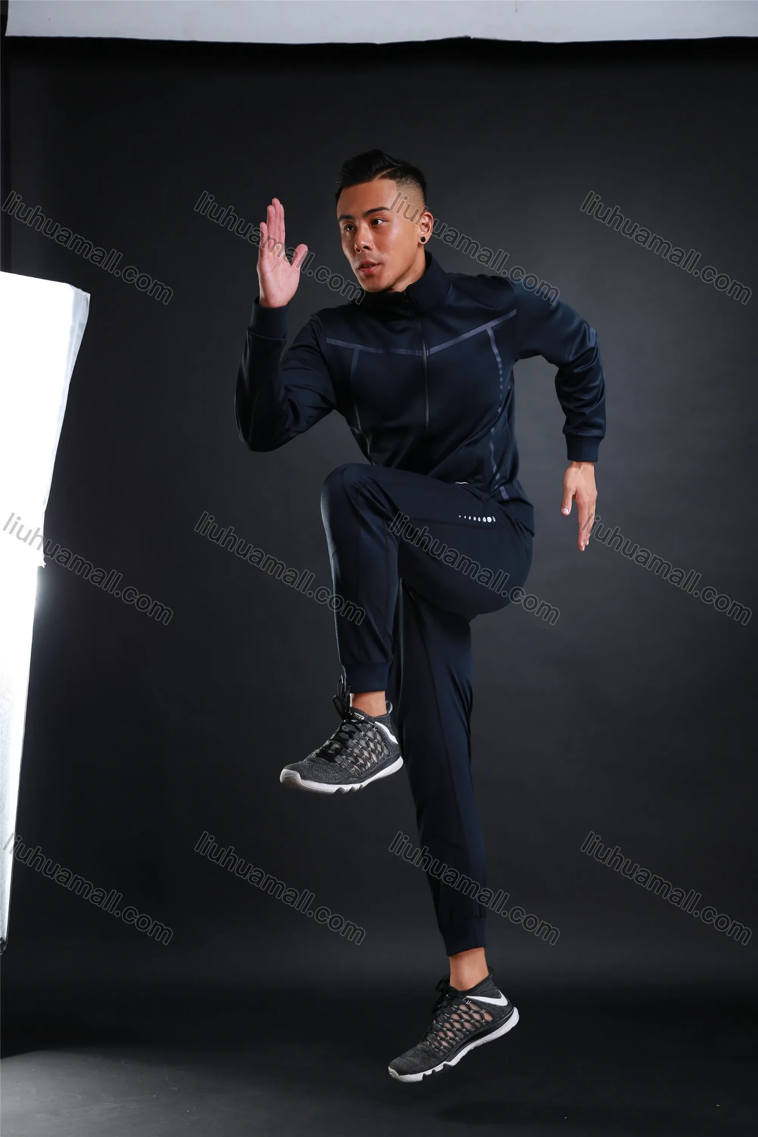 Wholesale Men's Athletic Workout Elastic Waist Drawstring Zipper Pockets Ankle Length Gym Running Joggers L10818# - Liuhuamall