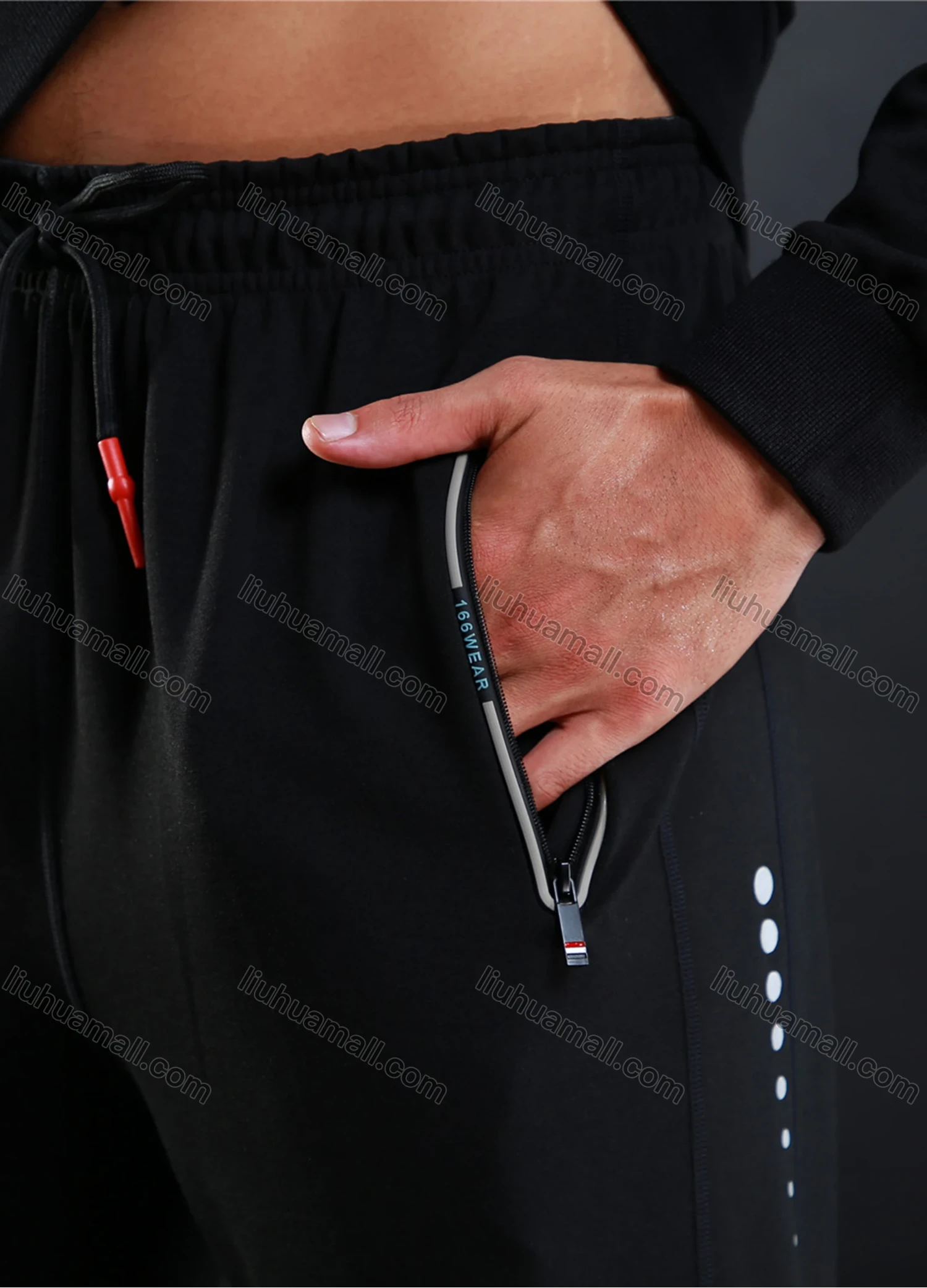 Wholesale Men's Athletic Workout Elastic Waist Drawstring Zipper Pockets Ankle Length Gym Running Joggers L10818# - Liuhuamall