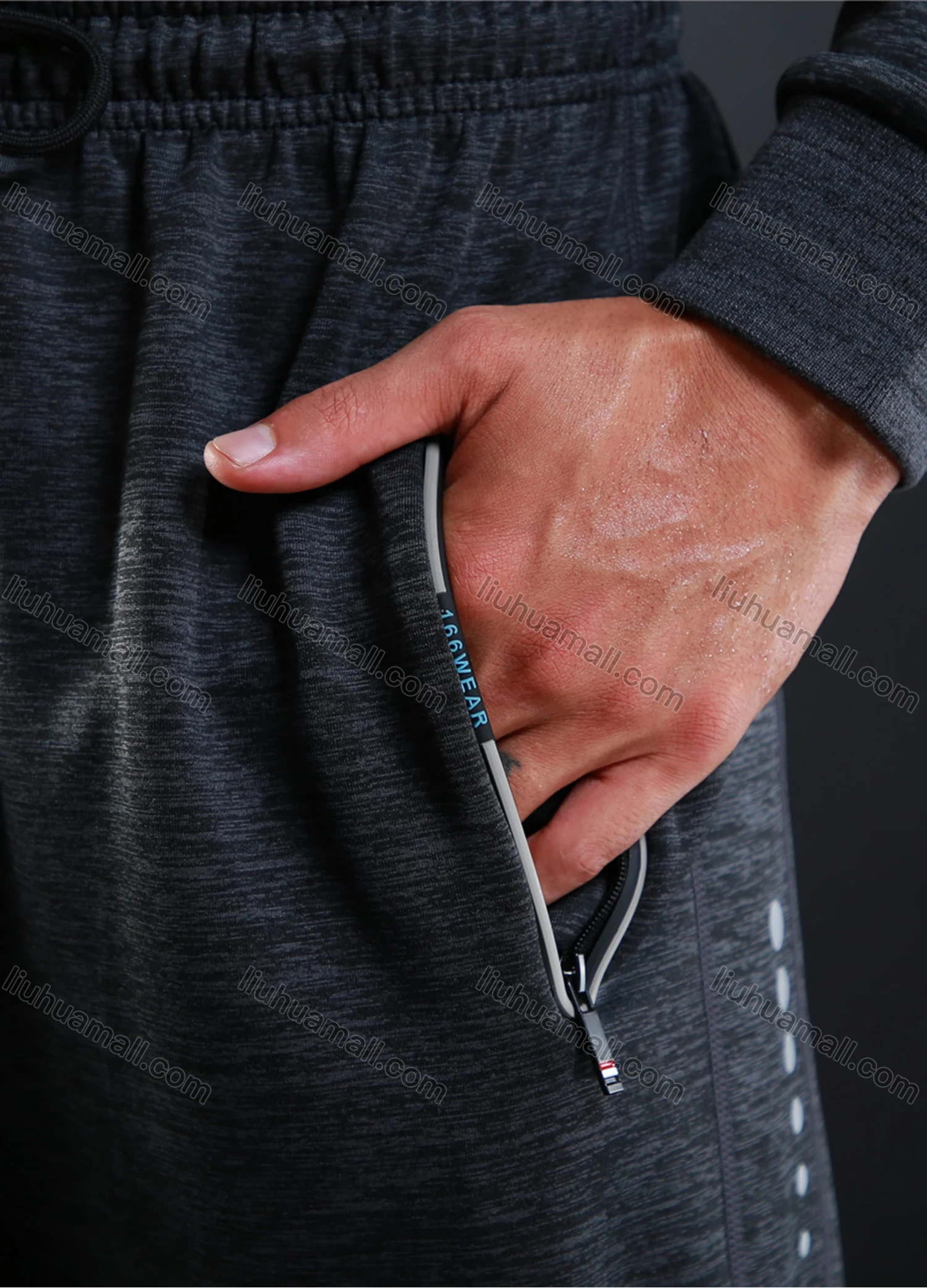 Wholesale Men's Athletic Workout Elastic Waist Drawstring Zipper Pockets Ankle Length Gym Running Joggers L10818# - Liuhuamall