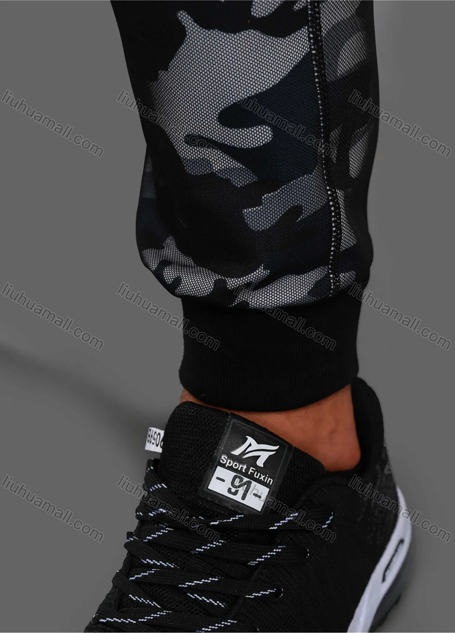 Wholesale Men's Camouflage Athletic Workout Elastic Waist Drawstring Zipper Pockets Ankle Length Gym Running Joggers L10834# - Liuhuamall