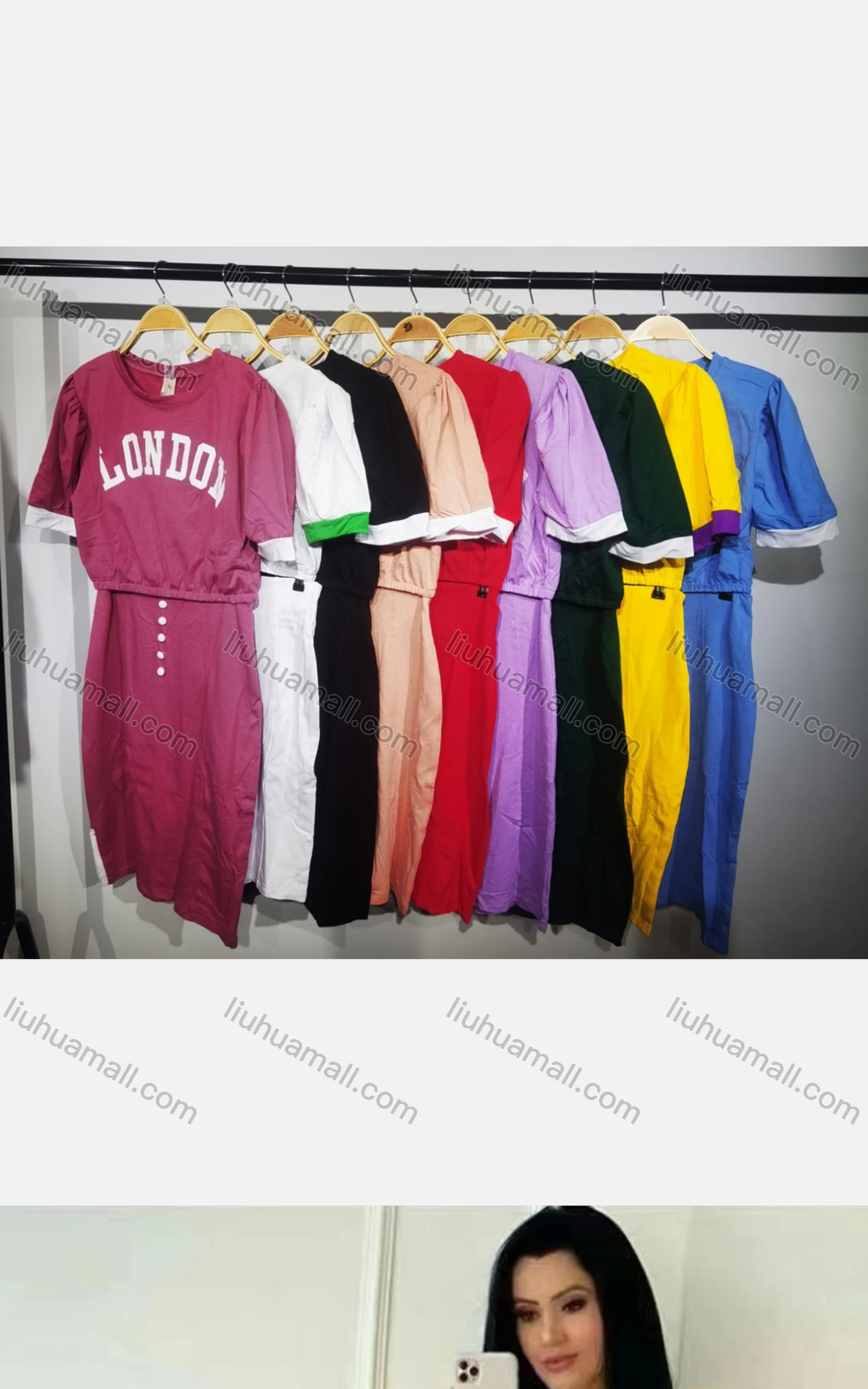 Wholesale Women's Casual Letter Short Sleeve Bodycon Crop Top & Elastic Waist Skirt Set - Liuhuamall