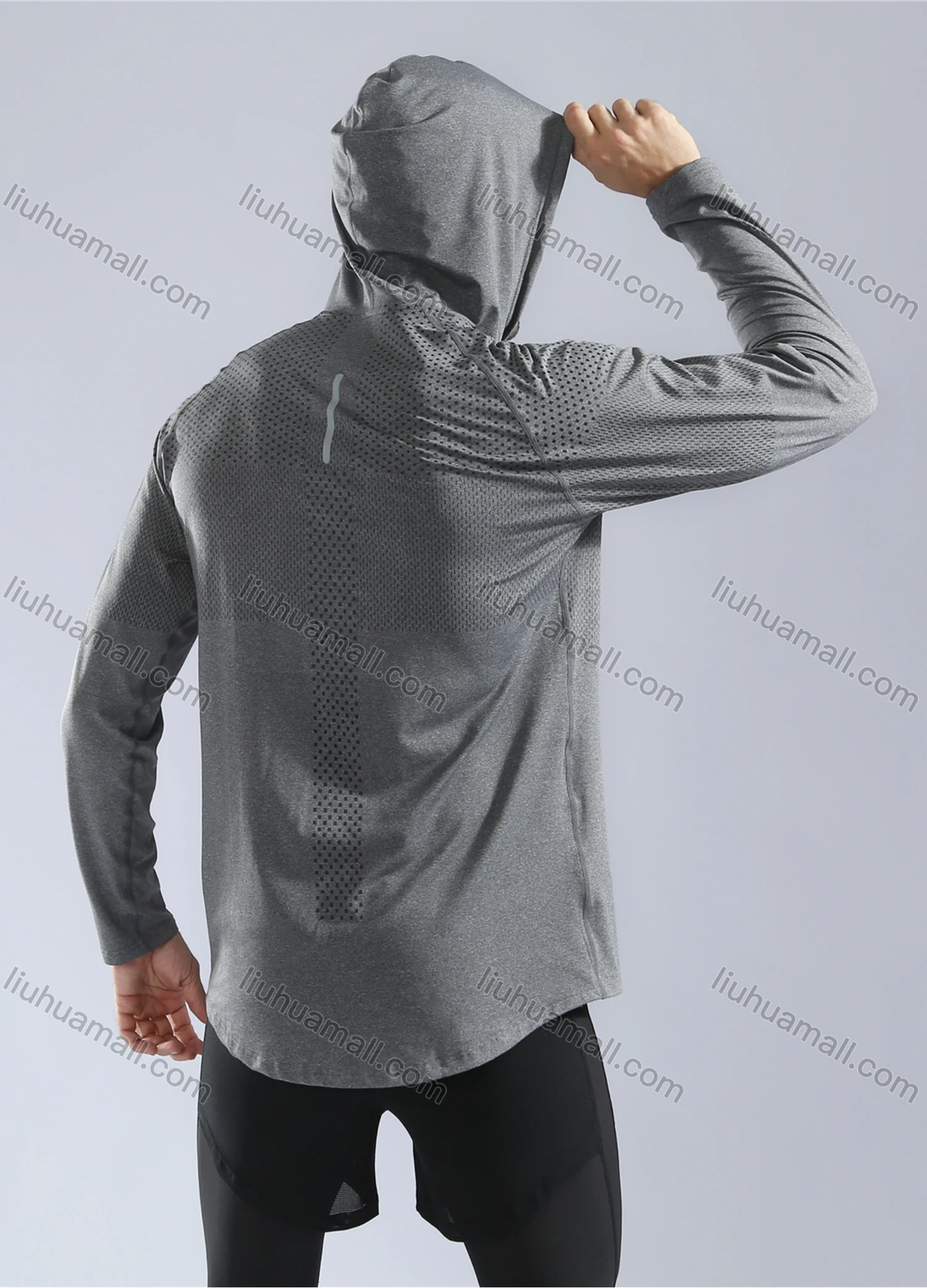 Wholesale Men's Athletic Workout Breathable Drawstring Long Sleeve Hoodie 10857# - Liuhuamall