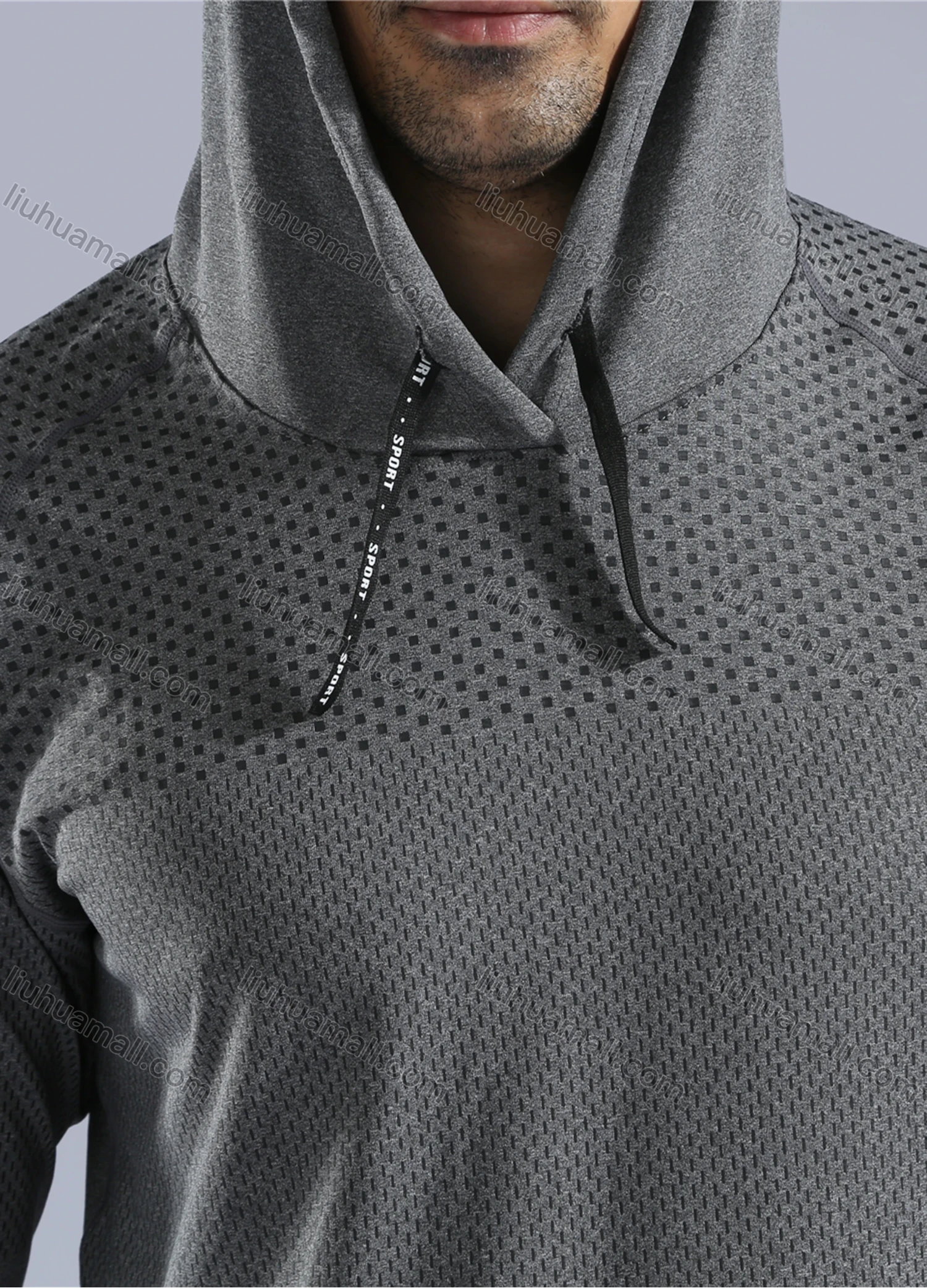 Wholesale Men's Athletic Workout Breathable Drawstring Long Sleeve Hoodie 10857# - Liuhuamall