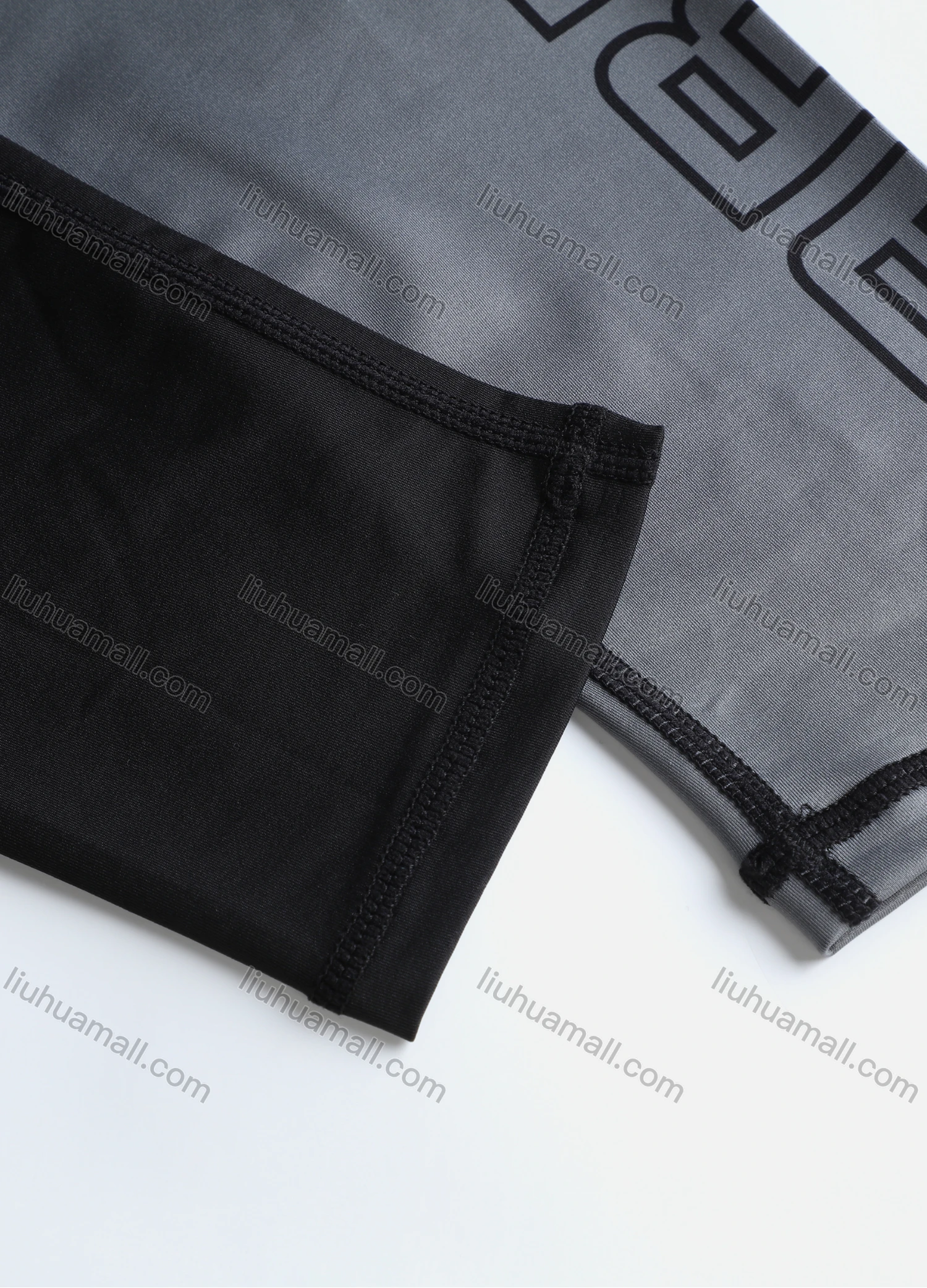 Wholesale Men's Athletic Workout Elastic Waist Colorblock Letter Print Ankle Length Gym Running Leggings N207# - Liuhuamall