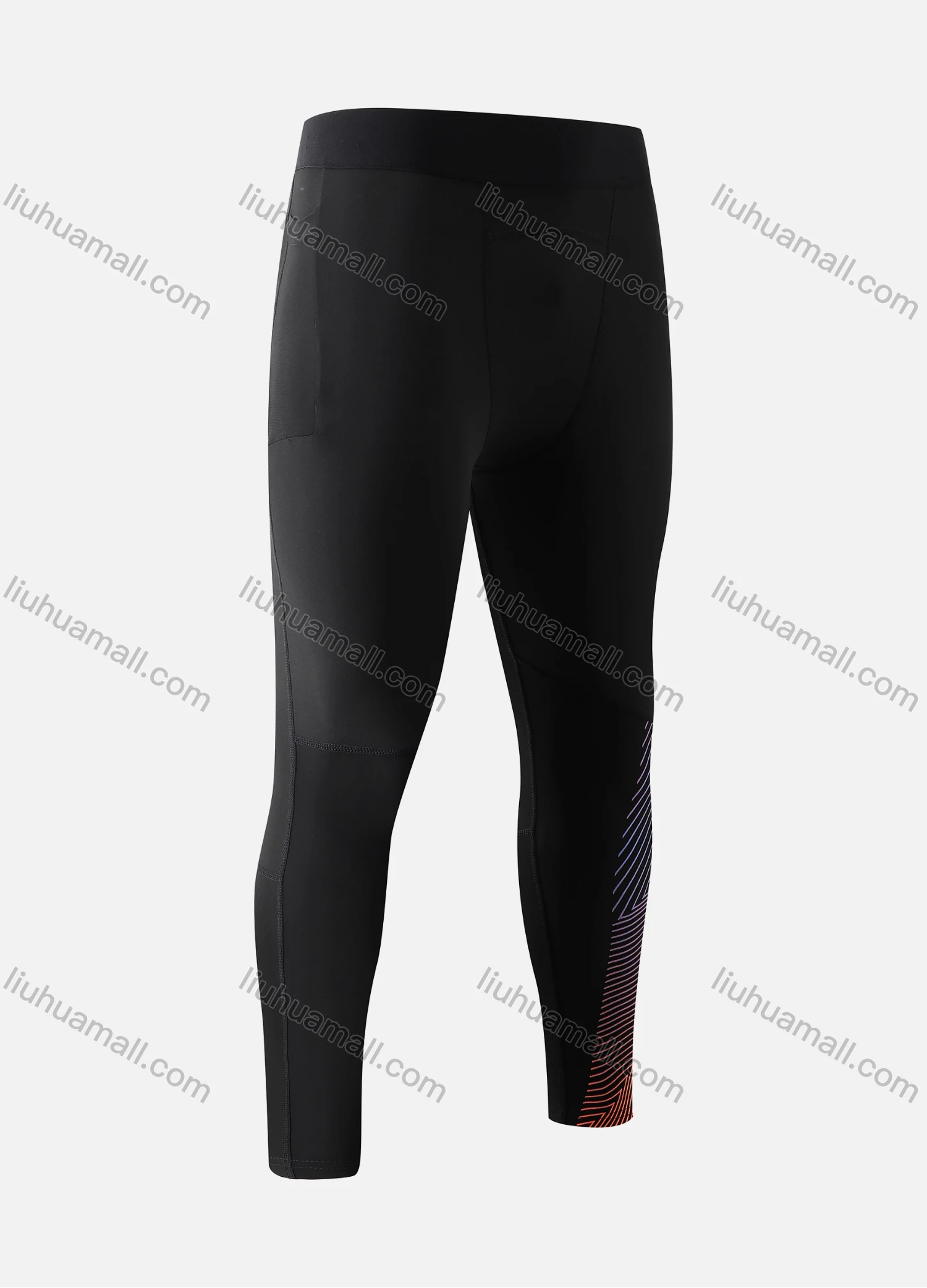 Wholesale Men's Athletic Workout Elastic Waist Colorblock Splicing Cropped Gym Running Leggings N2012# - Liuhuamall