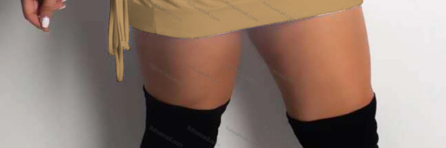 Wholesale Women's Casual Bateau Neck Long Sleeve High Waist Drawstring Graphic Tee Dress - Liuhuamall