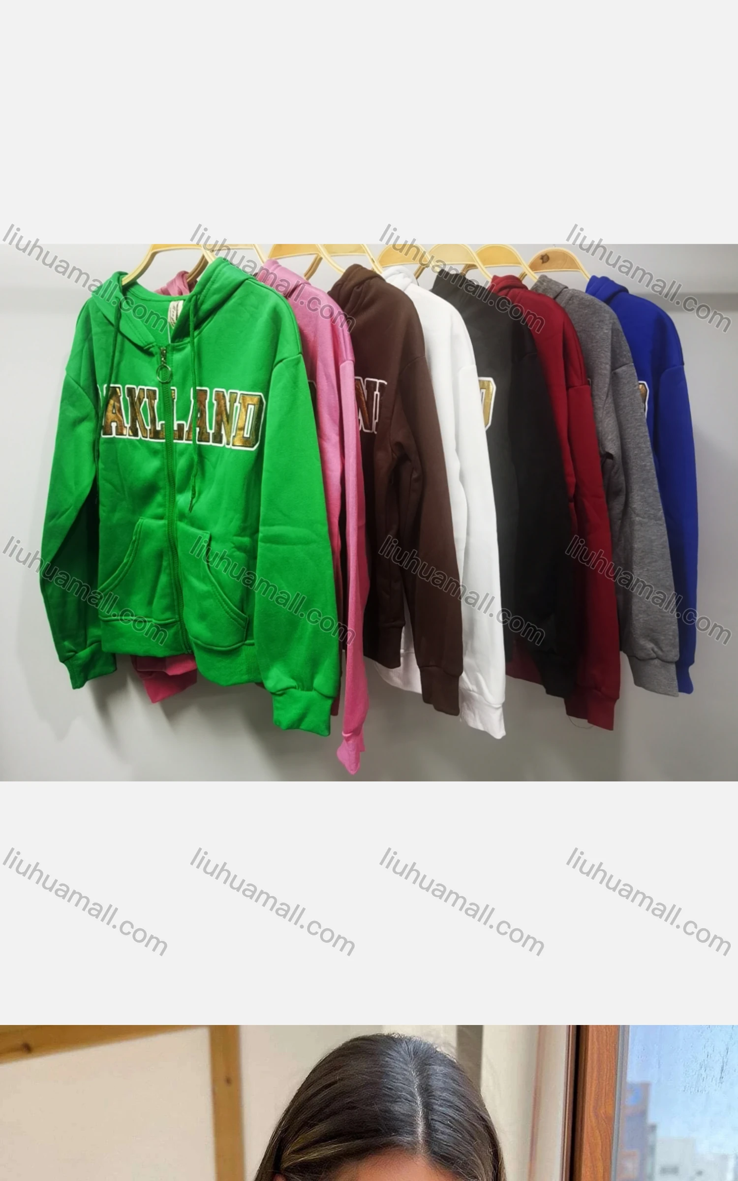 Wholesale Women's Casual Hooded Zipper Colorblock Letter Hoodies - Liuhuamall