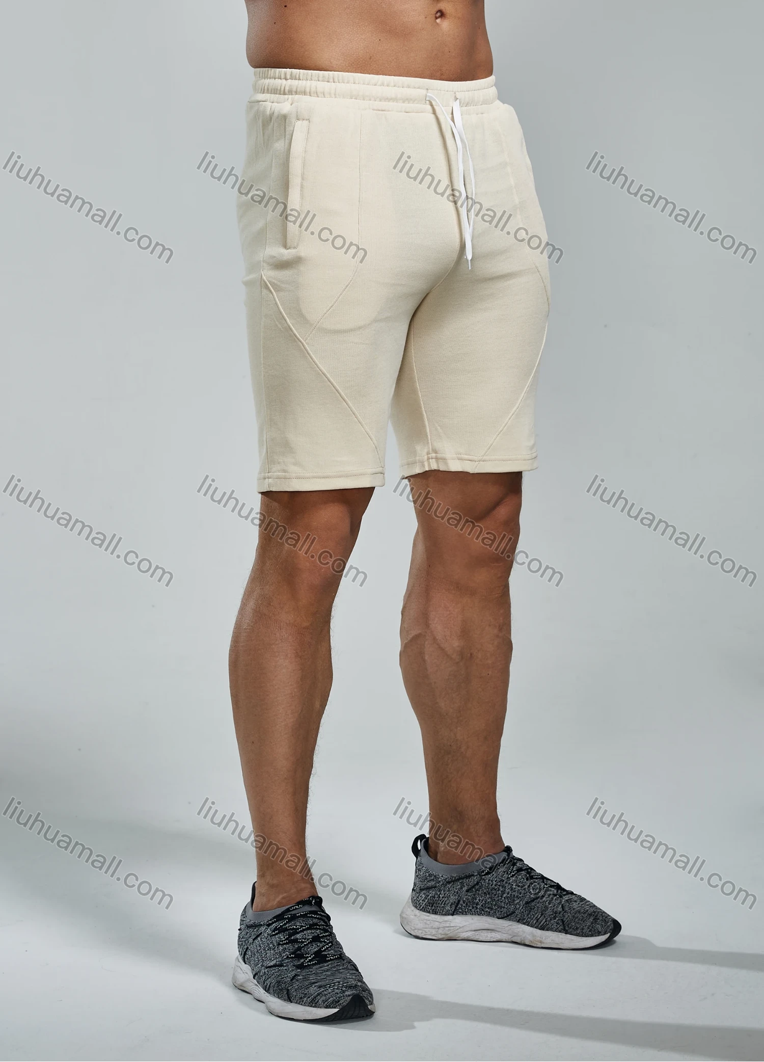 Wholesale Men's Plain Athletic Workout Drawstring Elastic Waist Shorts Y7146# - Liuhuamall