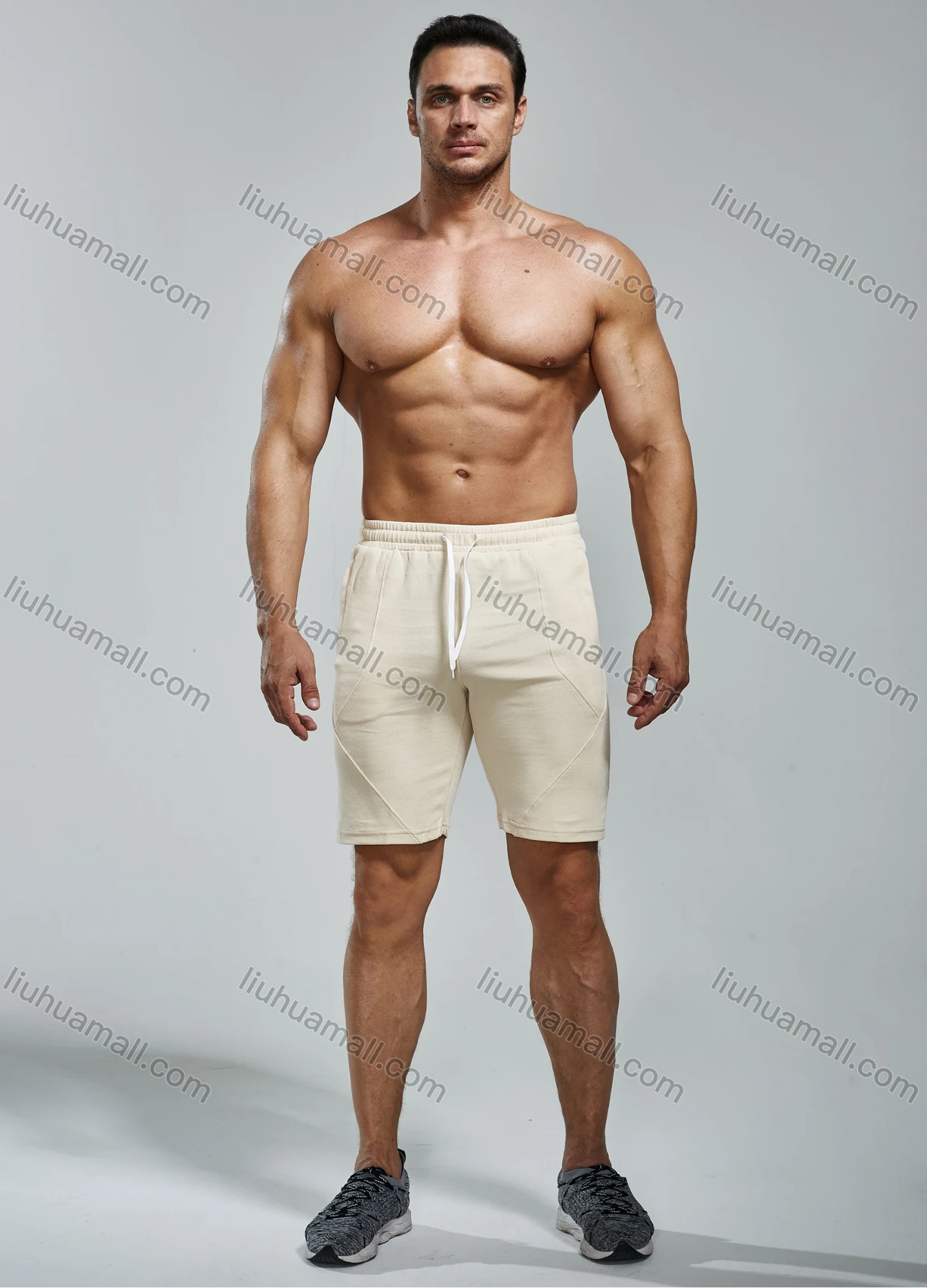 Wholesale Men's Plain Athletic Workout Drawstring Elastic Waist Shorts Y7146# - Liuhuamall