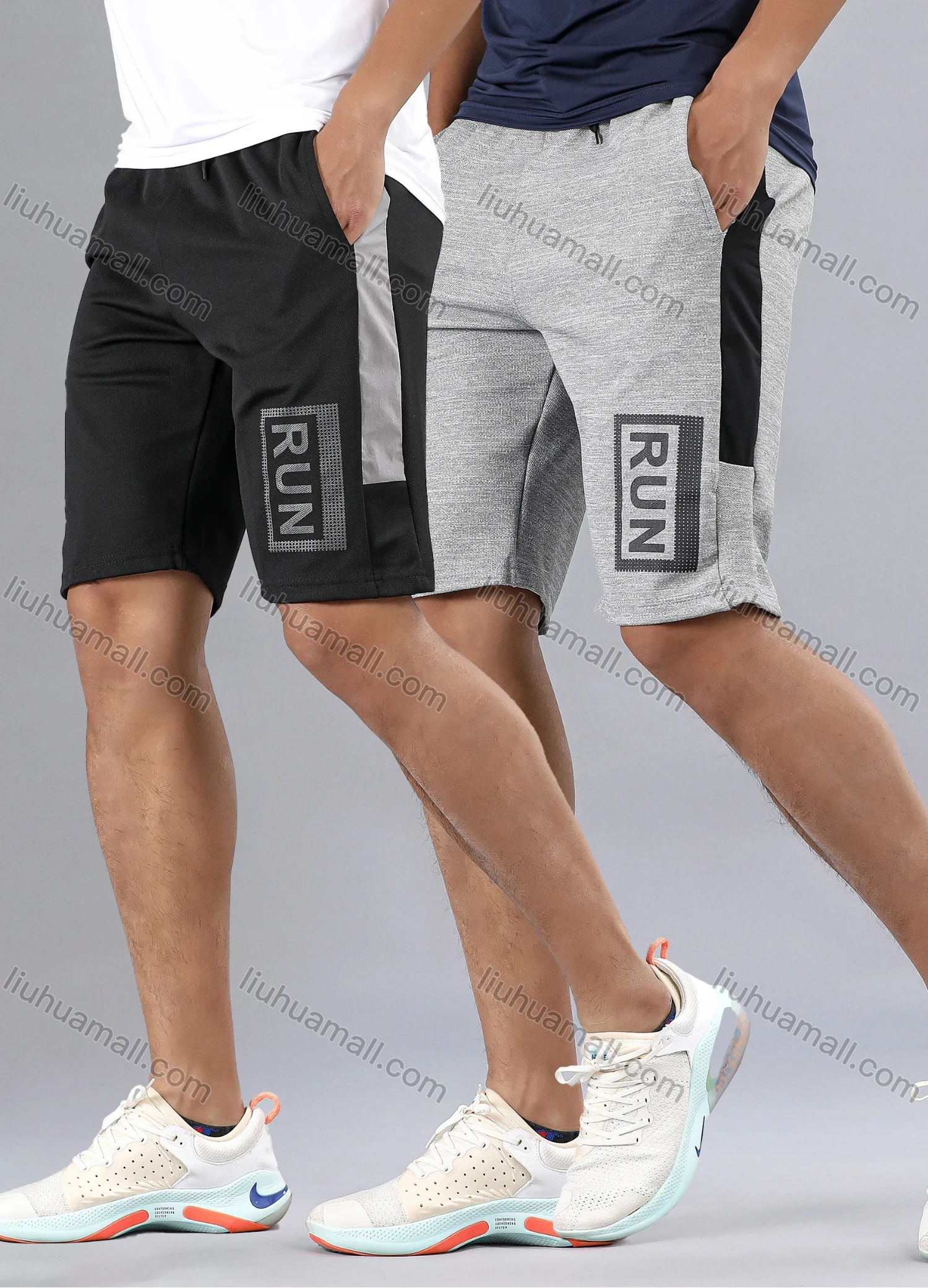 Wholesale Men's Letter Graphic Athletic Workout Breathable Elastic Waist Shorts Y7147# - Liuhuamall