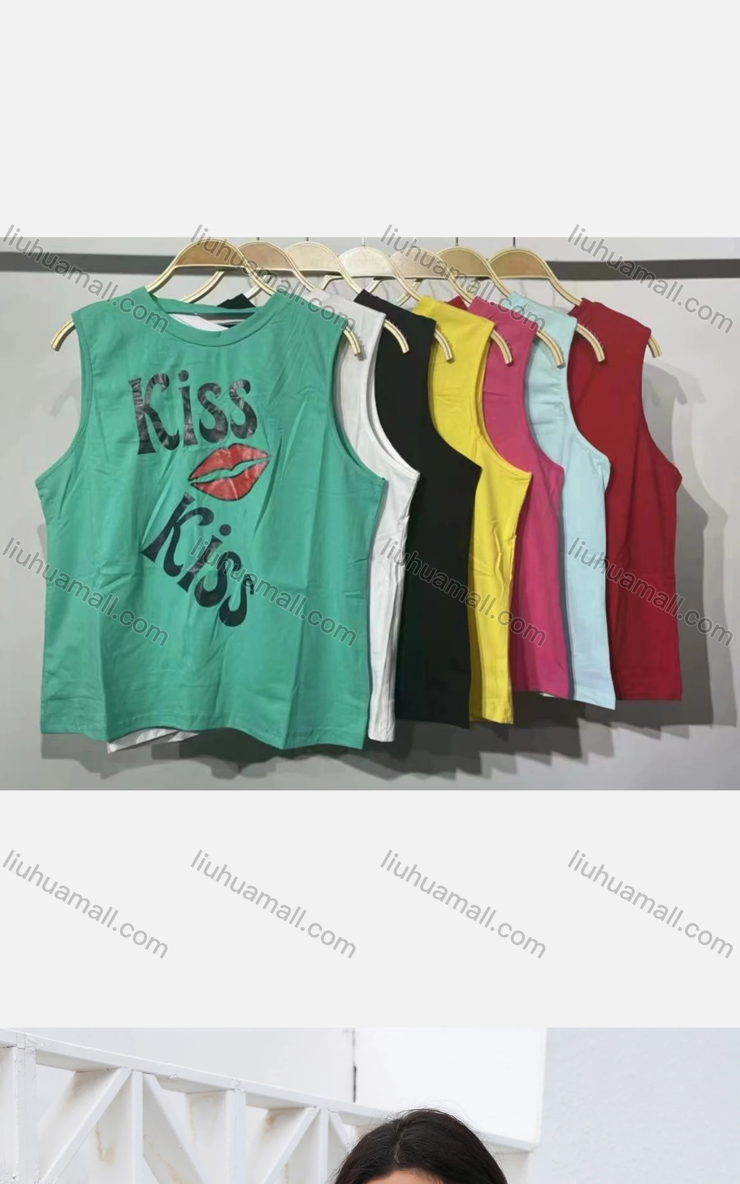 Wholesale Women's Casual Slim Fit Crew Neck Sleeveless Letter Tank Top - Liuhuamall