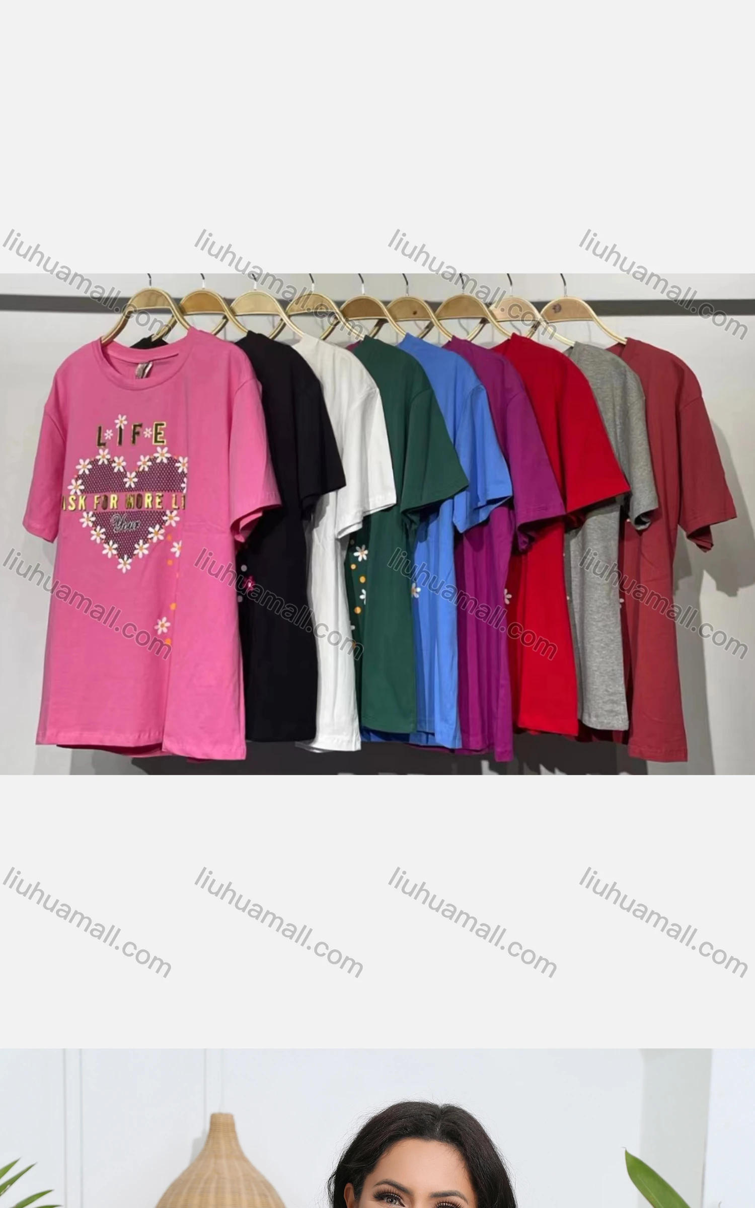 Wholesale Women's Casual Floral Print Crew Neck Short Sleeve T-Shirt - Liuhuamall