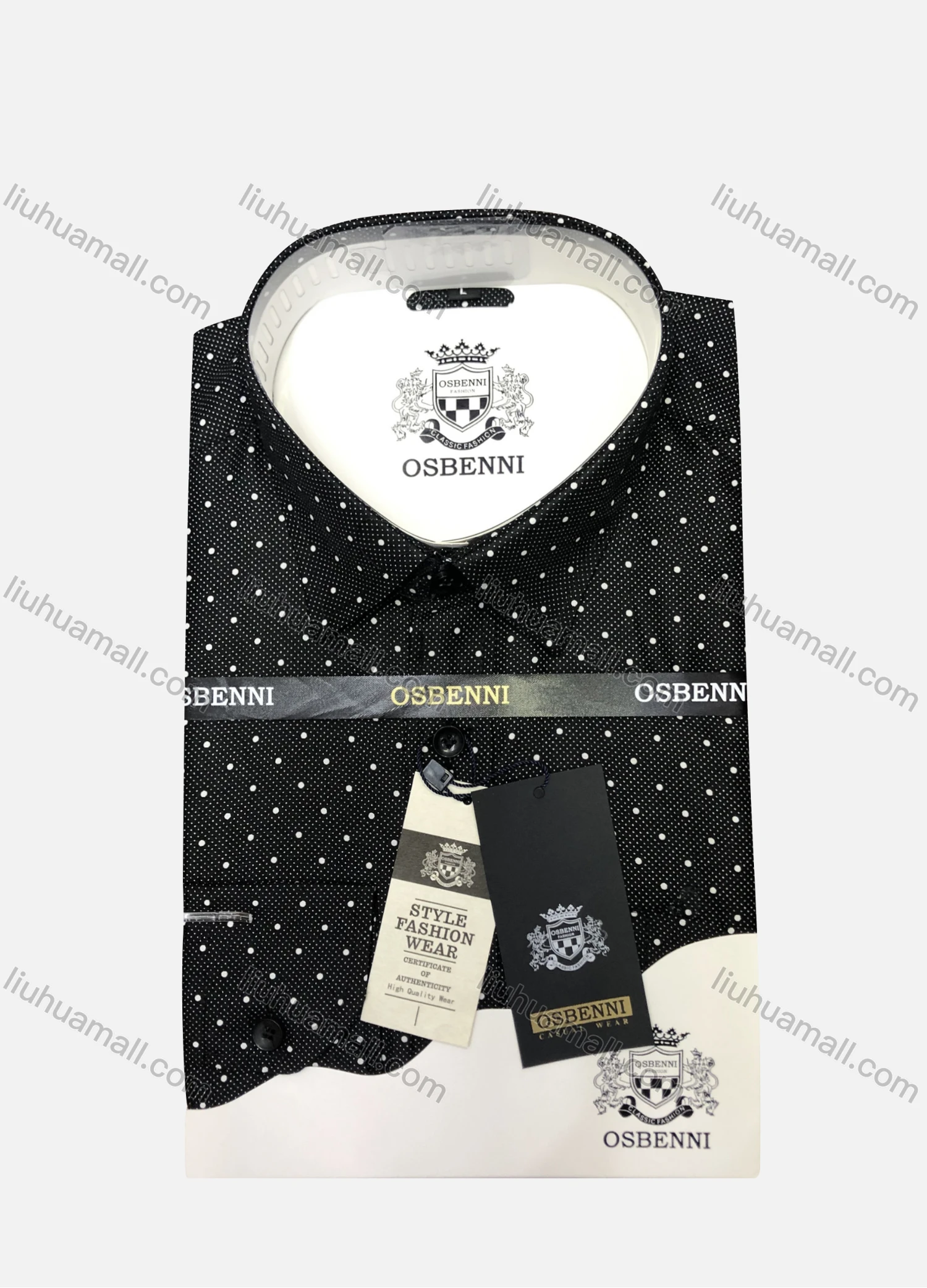 Wholesale Men's Casual Pin Dot Print Long Sleeve Shirt OB002# - Liuhuamall