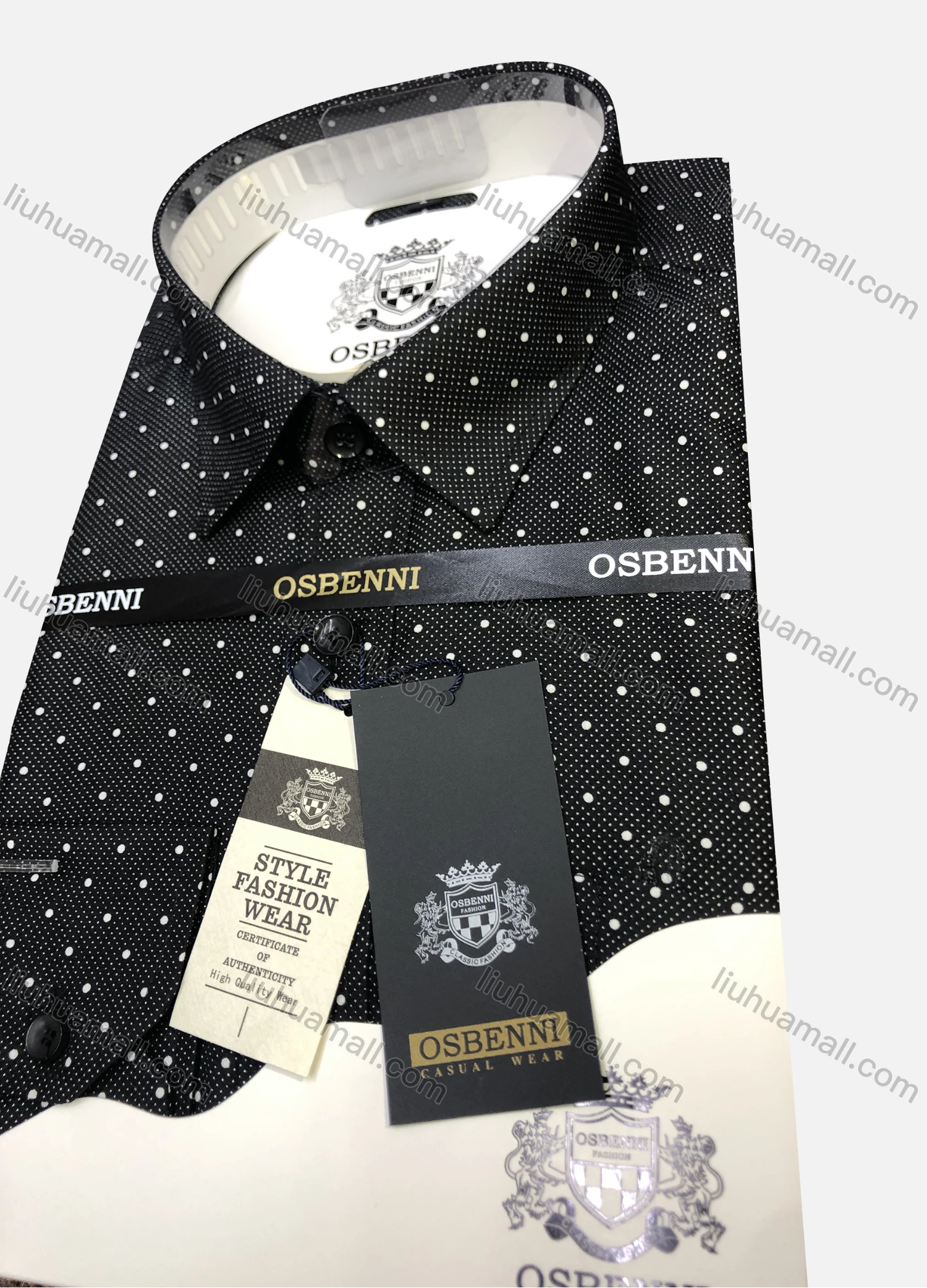 Wholesale Men's Casual Pin Dot Print Long Sleeve Shirt OB002# - Liuhuamall