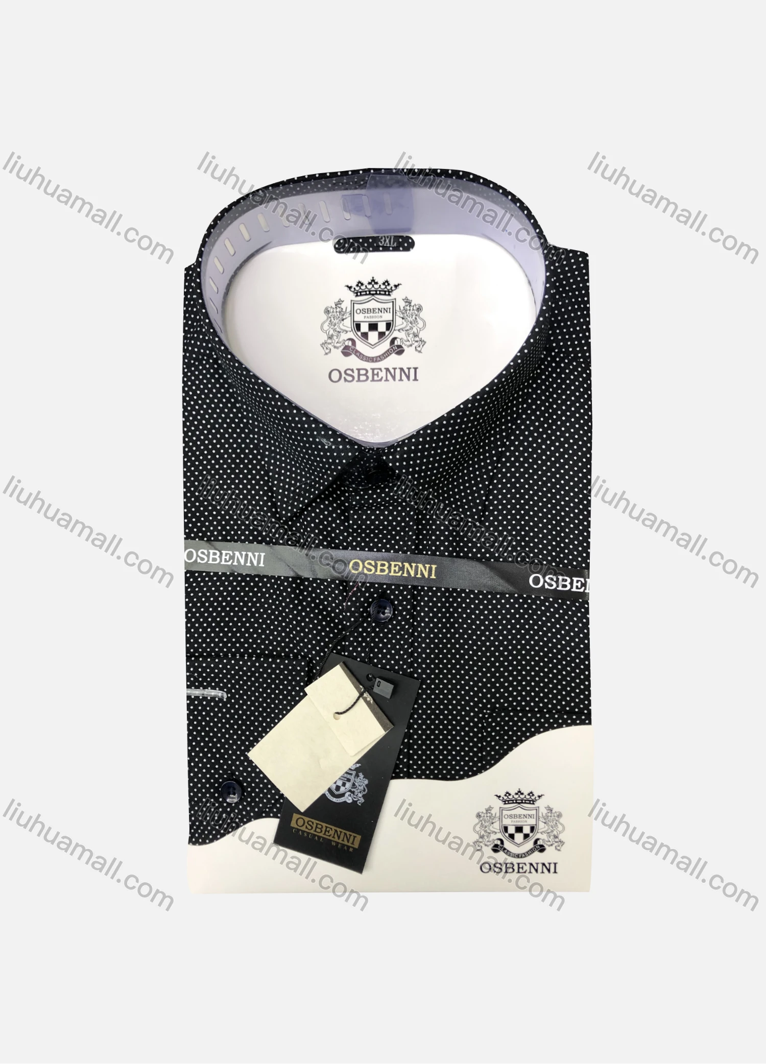 Wholesale Men's Casual Pin Dot Print Long Sleeve Shirt OB003# - Liuhuamall