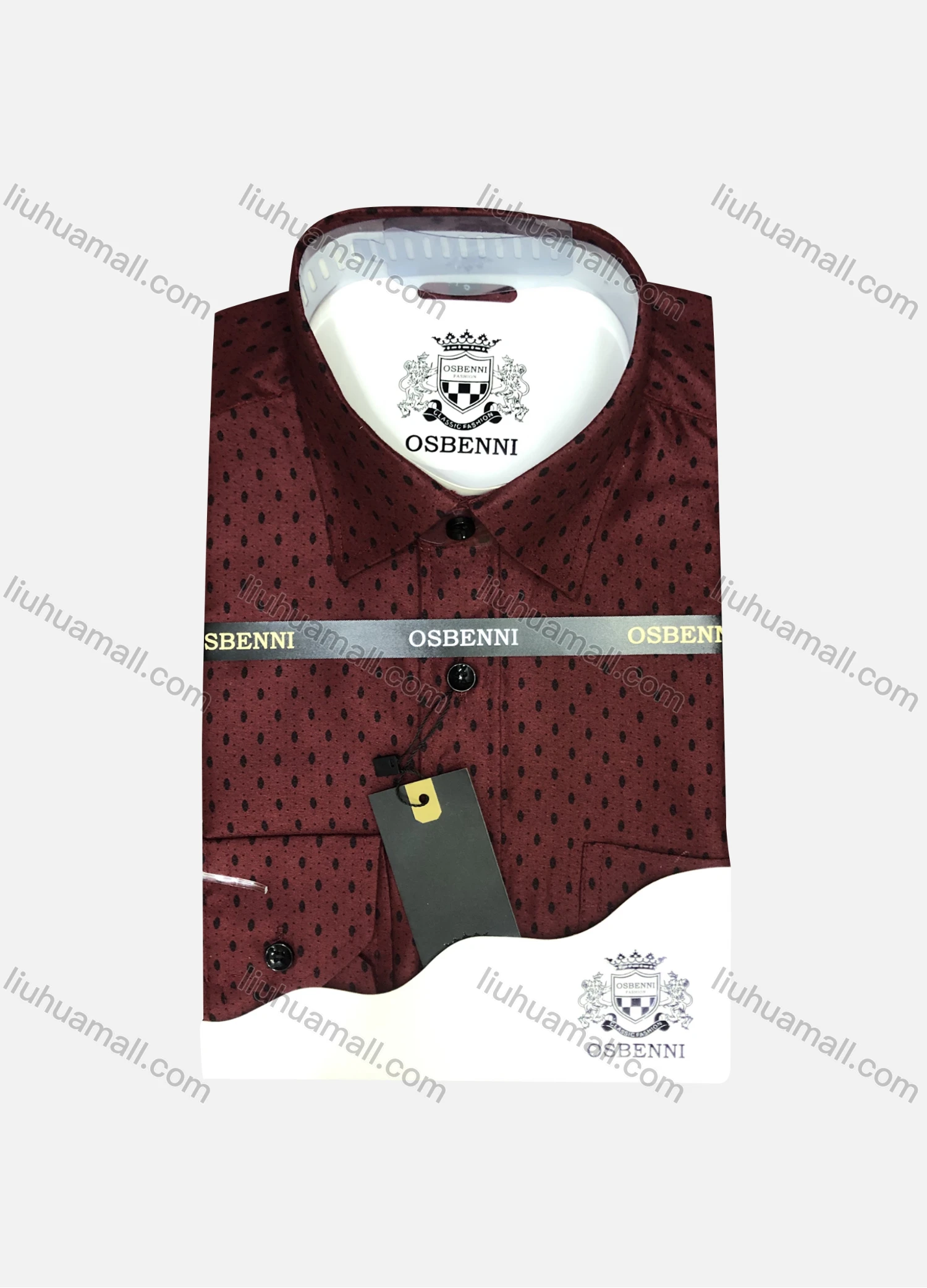 Wholesale Men's Casual Pin Dot Print Long Sleeve Shirt OB004# - Liuhuamall