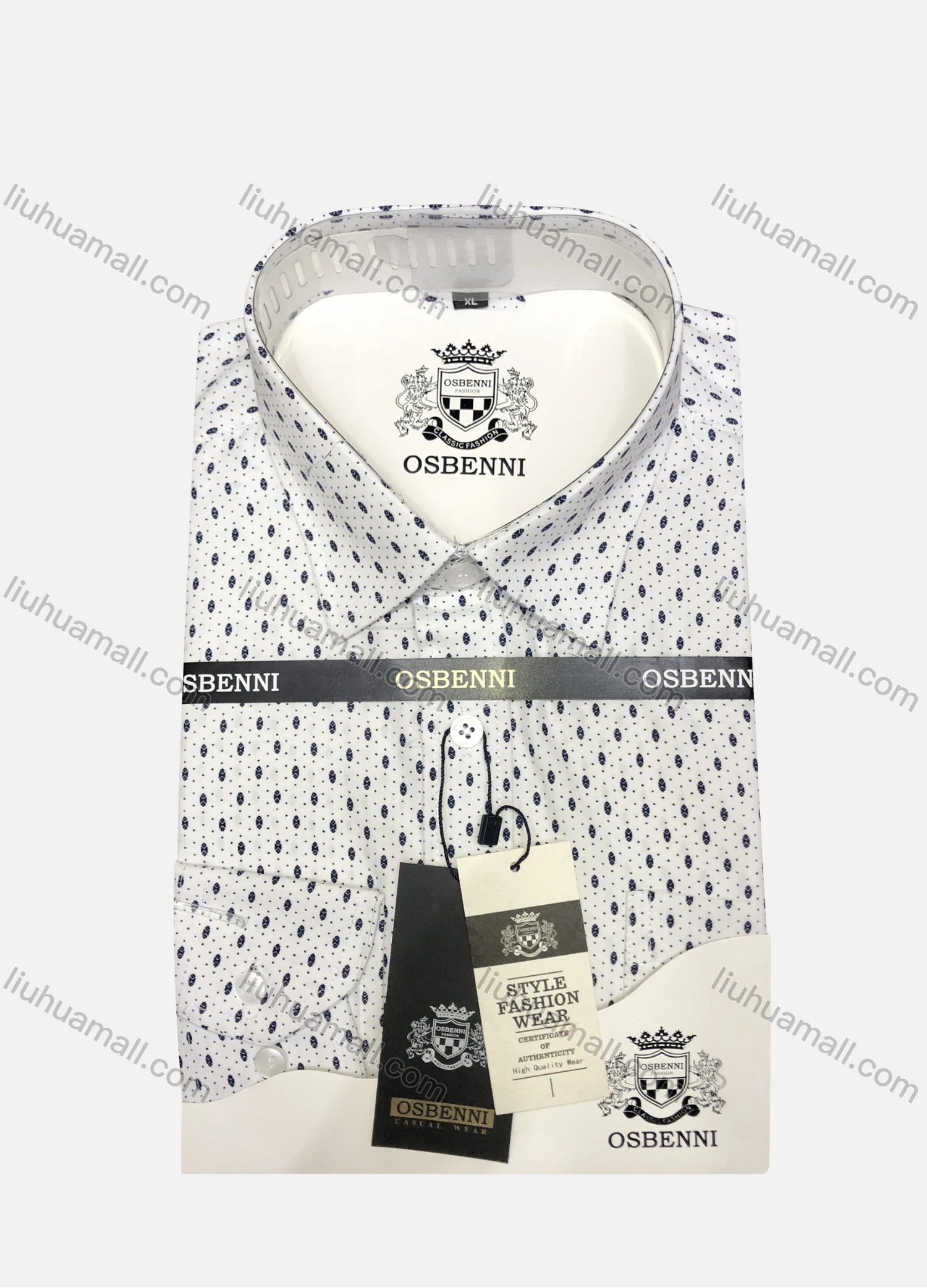 Wholesale Men's Casual Pin Dot Print Long Sleeve Shirt OB005# - Liuhuamall