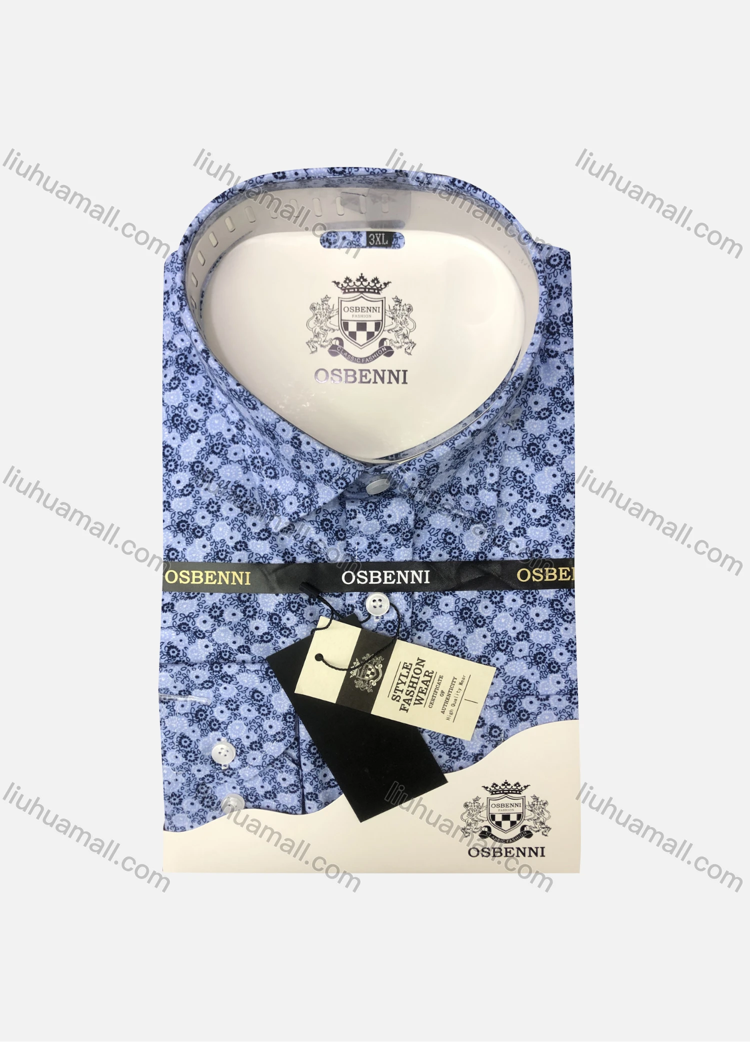 Wholesale Men's Casual Allover Print Long Sleeve Shirt OB007# - Liuhuamall