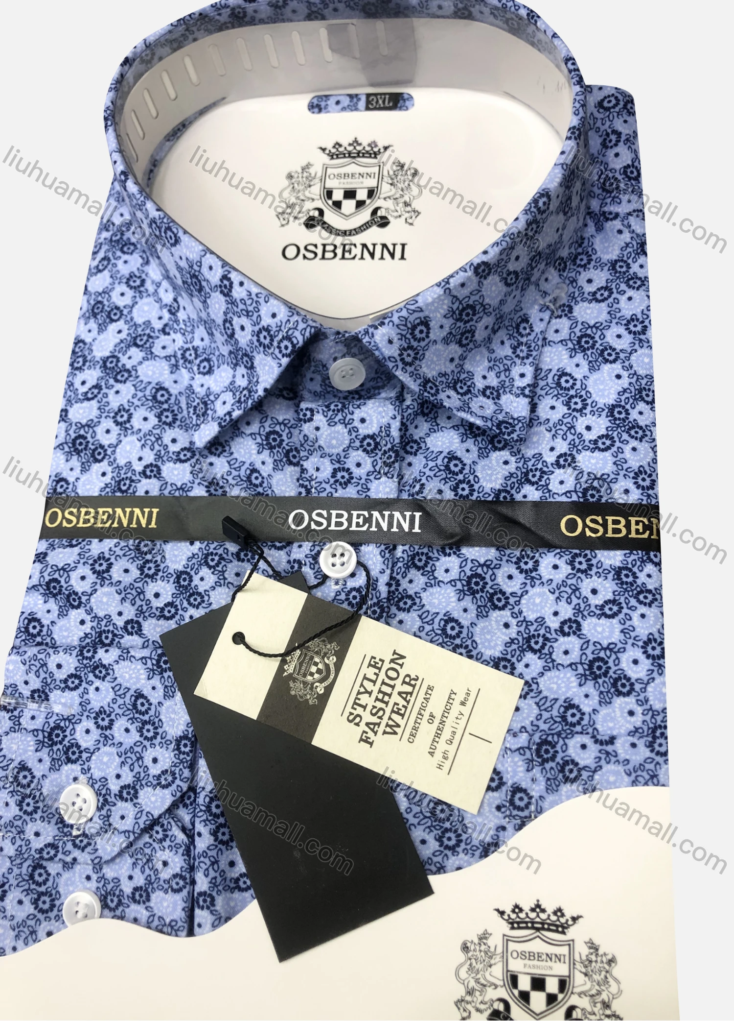 Wholesale Men's Casual Allover Print Long Sleeve Shirt OB007# - Liuhuamall