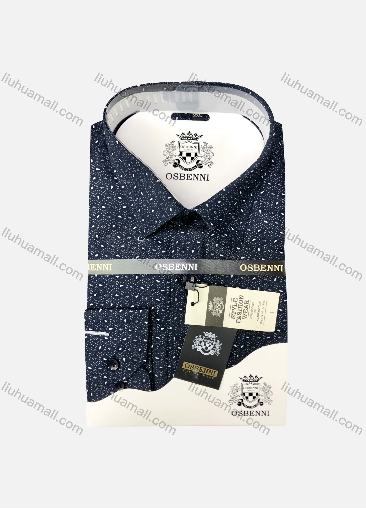 Wholesale Men's Casual Allover Print Long Sleeve Shirt OB008# - Liuhuamall