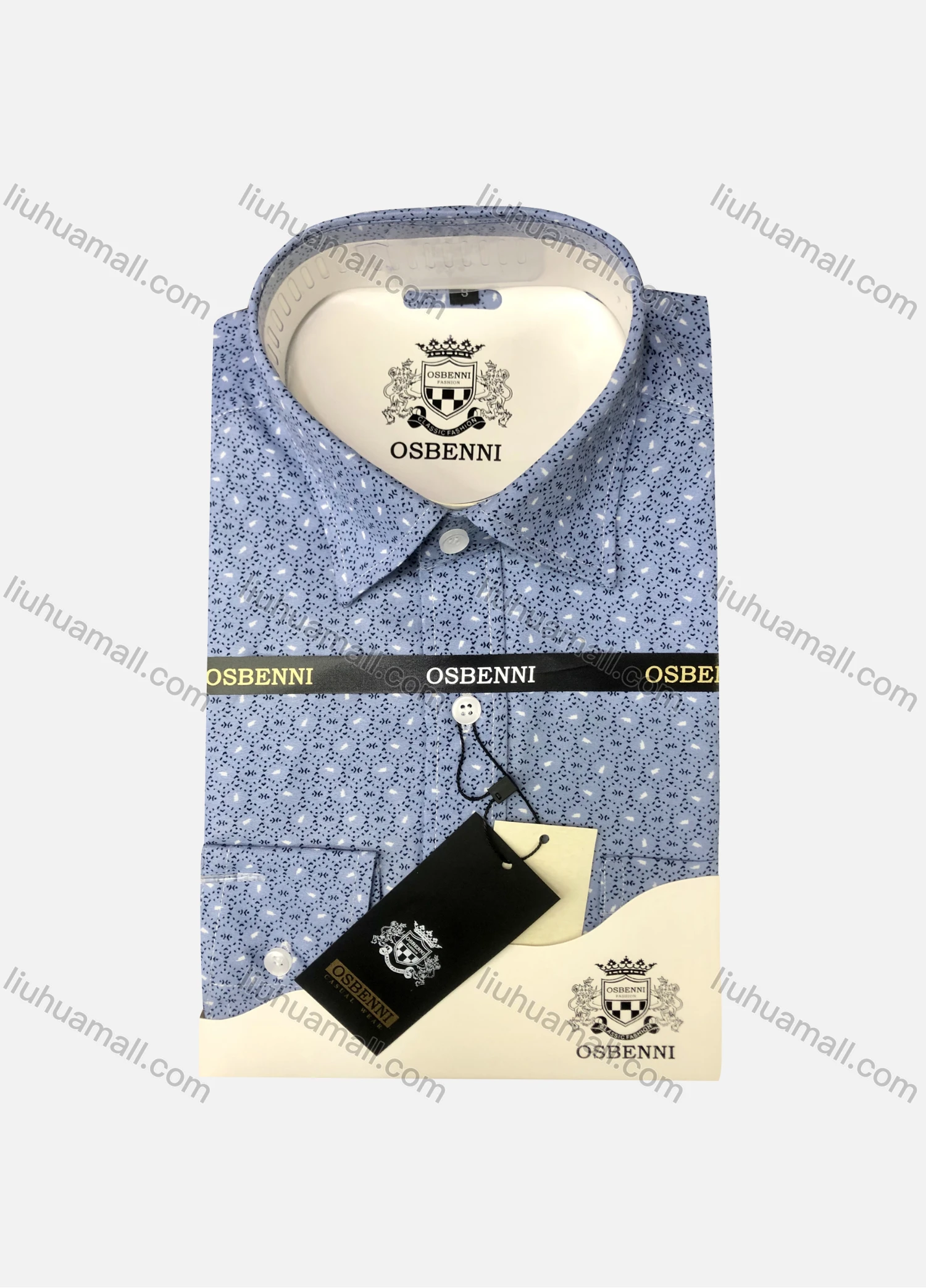 Wholesale Men's Casual Allover Print Long Sleeve Shirt OB009# - Liuhuamall