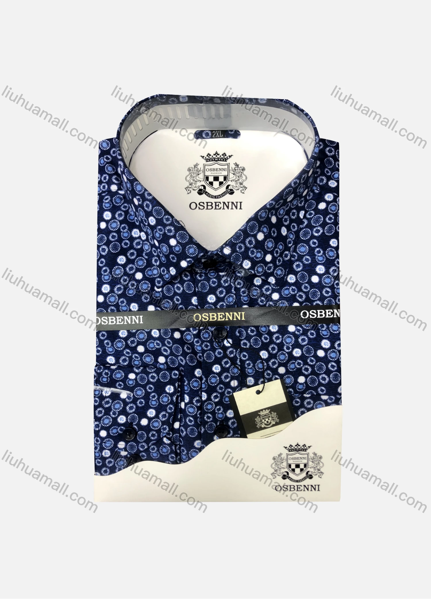 Wholesale Men's Casual Allover Print Long Sleeve Shirt OB010# - Liuhuamall