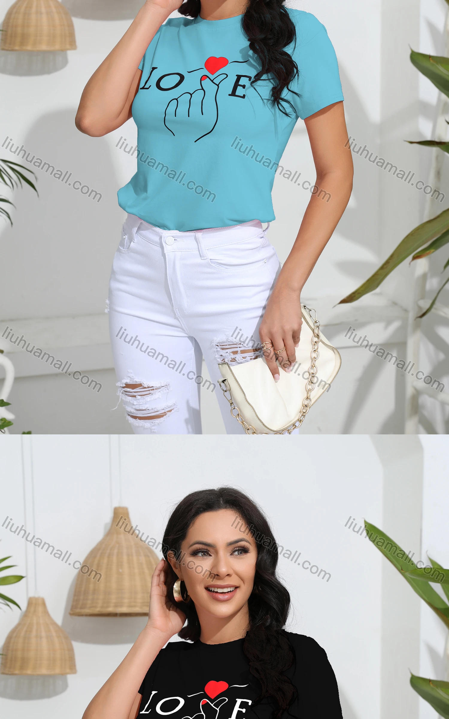 Wholesale Women's Casual Slim Fit Letter Crew Neck Short Sleeve T-Shirt - Liuhuamall