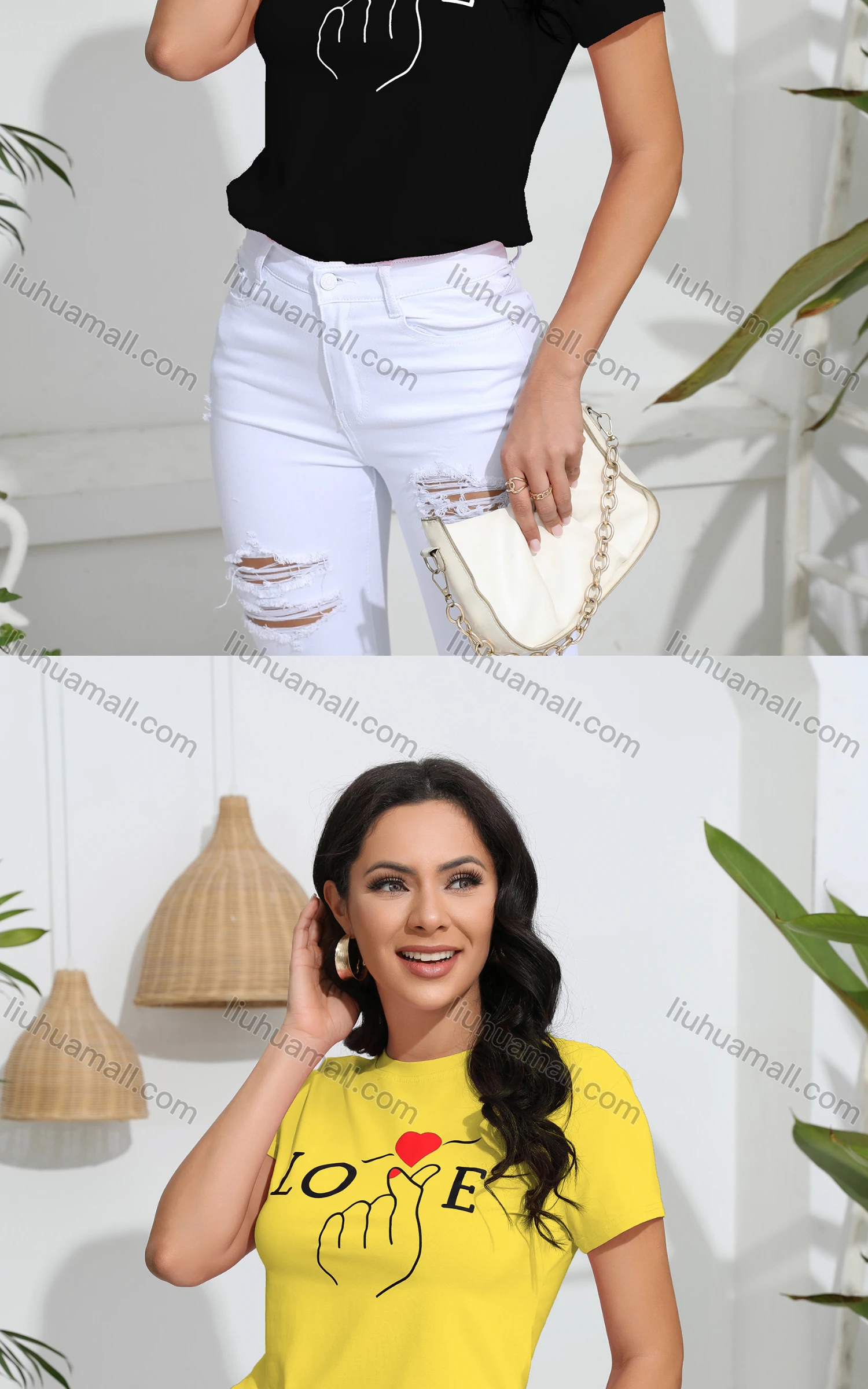 Wholesale Women's Casual Slim Fit Letter Crew Neck Short Sleeve T-Shirt - Liuhuamall