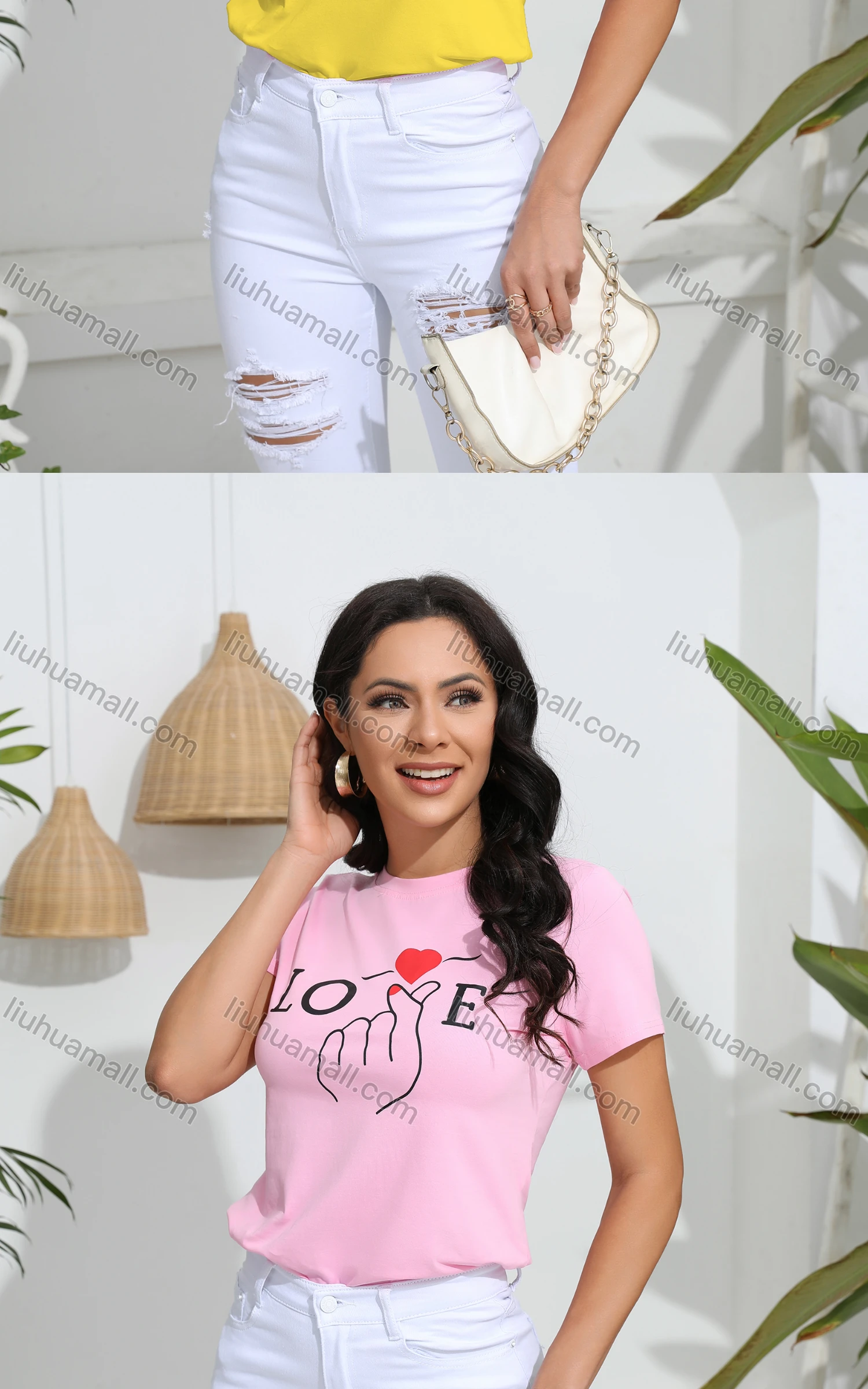 Wholesale Women's Casual Slim Fit Letter Crew Neck Short Sleeve T-Shirt - Liuhuamall