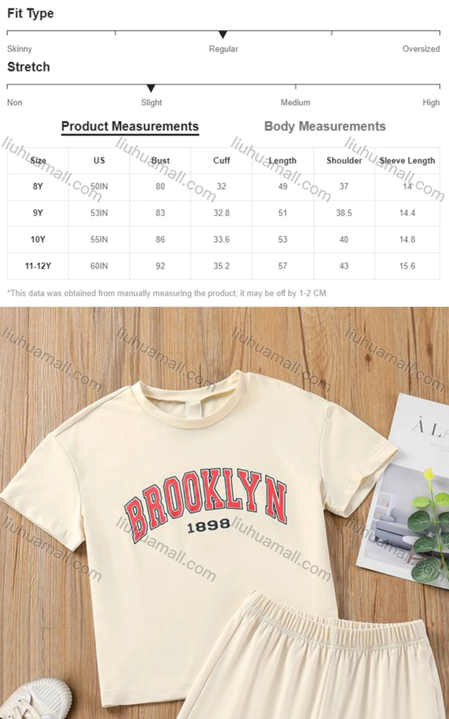 Wholesale Girls Casual Letter T-shirt & Elastic Waist Shorts Set - Liuhuamall