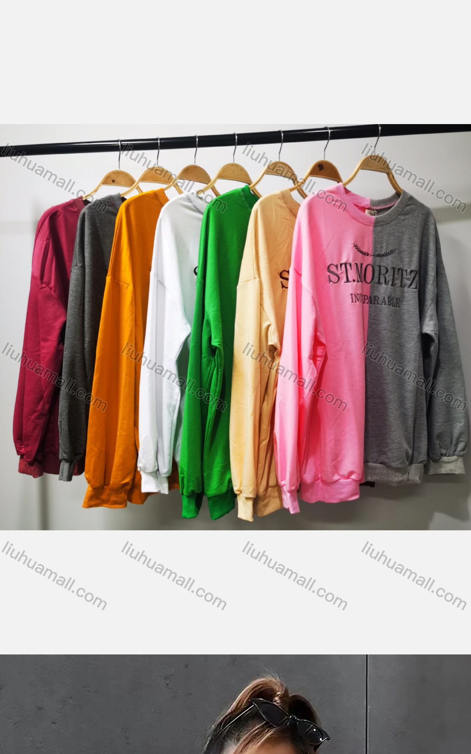 Wholesale Women's Casual Crew Neck Long Sleeve Colorblock Letter Sweatshirt - Liuhuamall