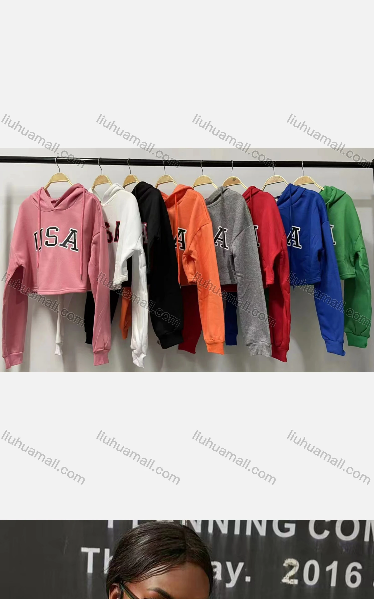 Wholesale Women's Casual Crew Neck Long Sleeve Letter Crop Hoodies - Liuhuamall