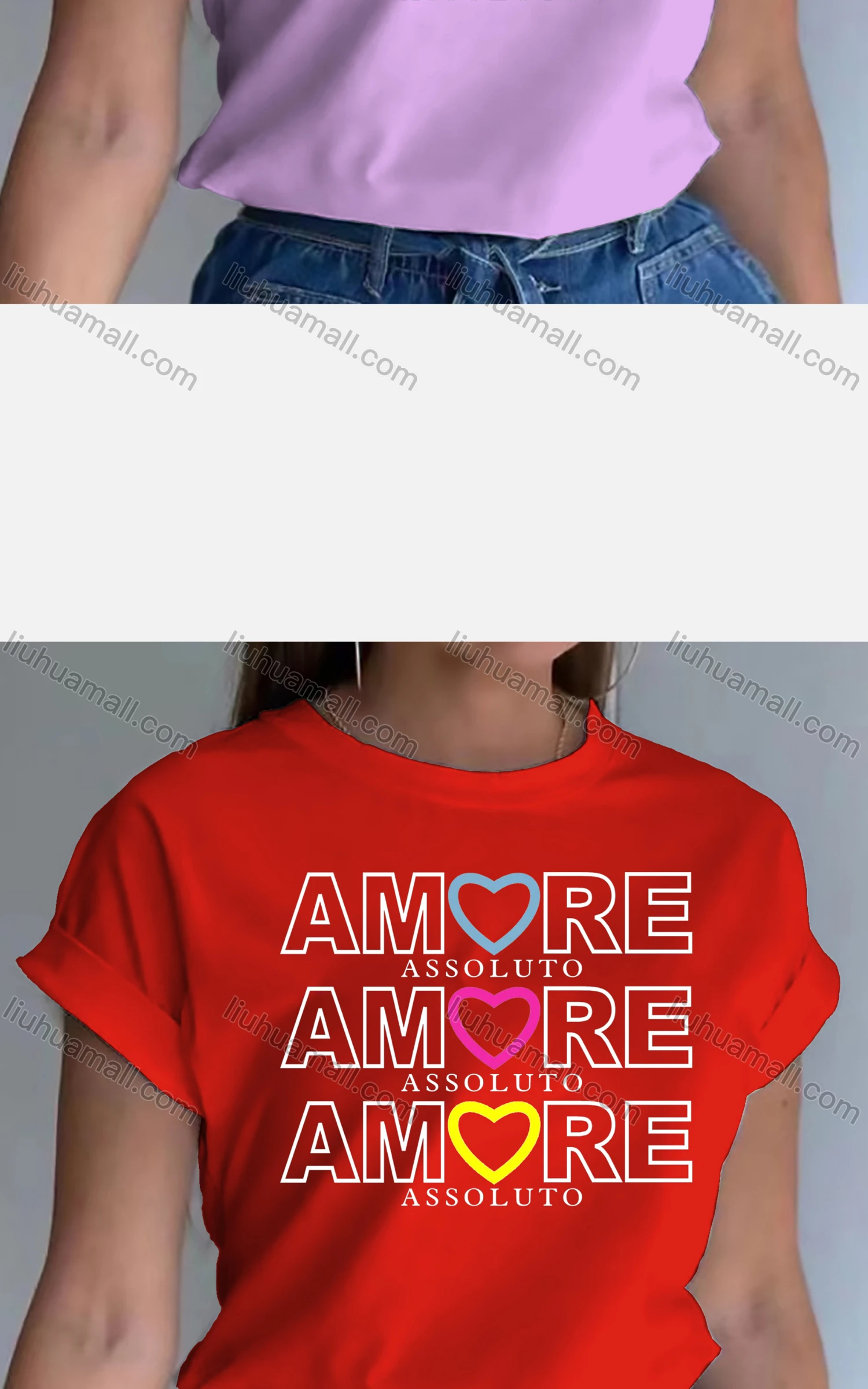 Wholesale Women's Casual Crew Neck Rolled Sleeve Letter T-shirt - Liuhuamall