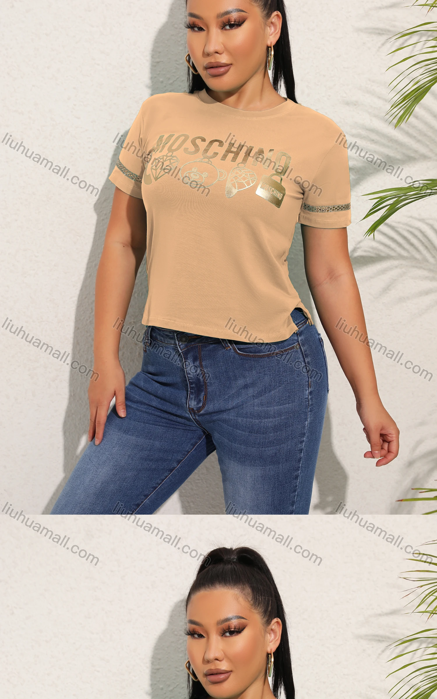 Wholesale Women's Casual Crew Neck Short Sleeve Graphic T-shirt - Liuhuamall