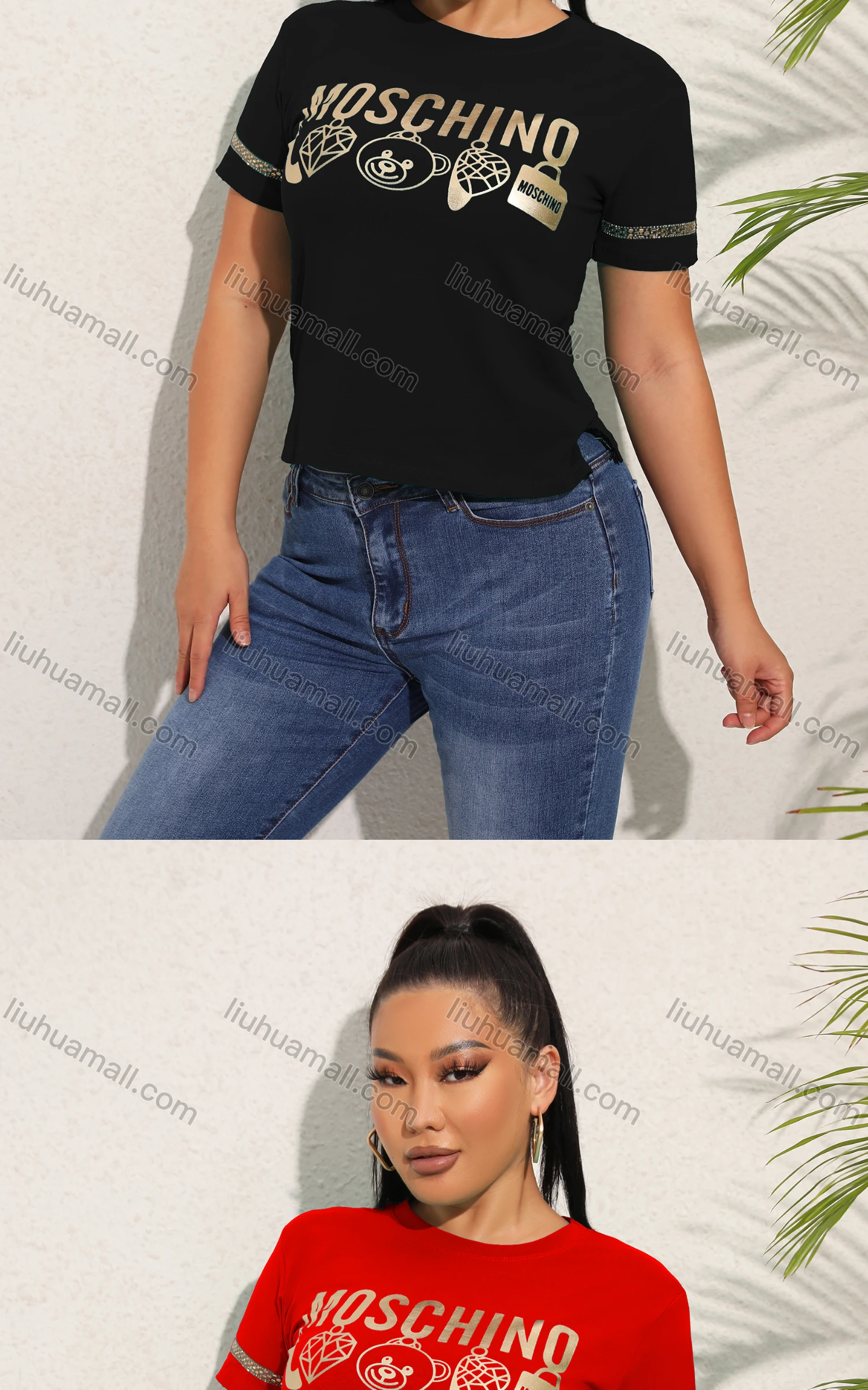 Wholesale Women's Casual Crew Neck Short Sleeve Graphic T-shirt - Liuhuamall