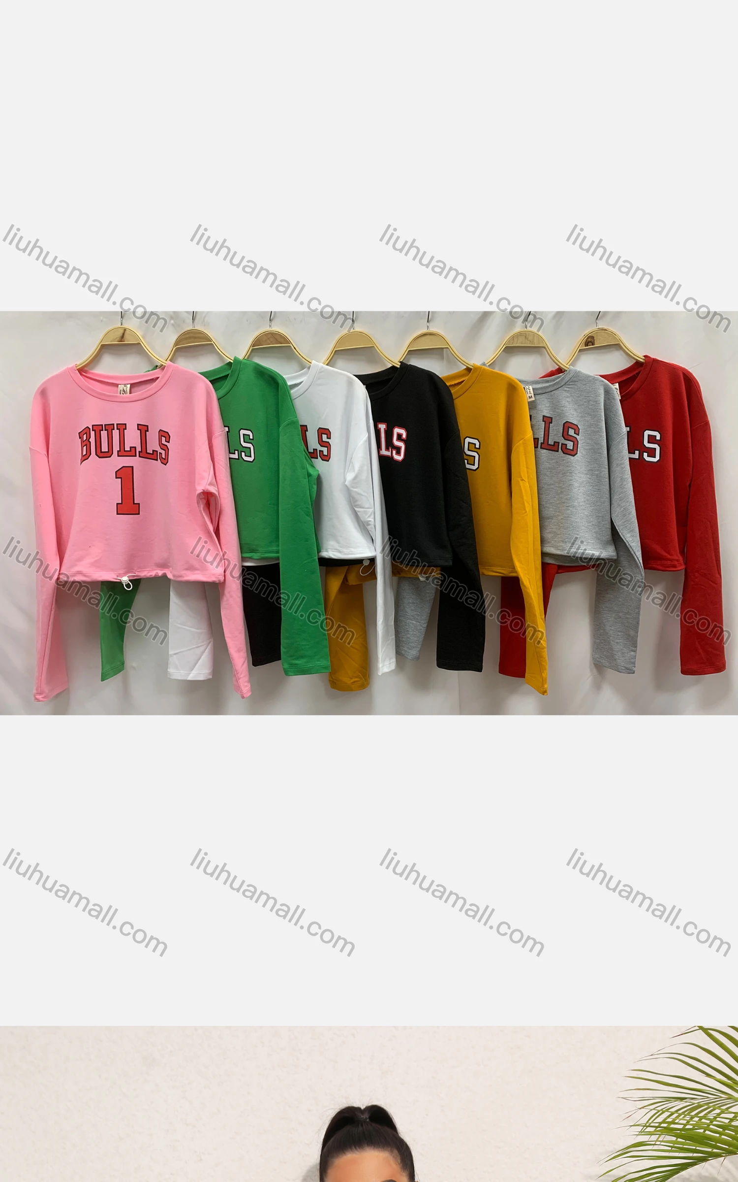 Wholesale Women's Casual Crew Neck Long Sleeve Drawstring Letter Crop T-shirt - Liuhuamall