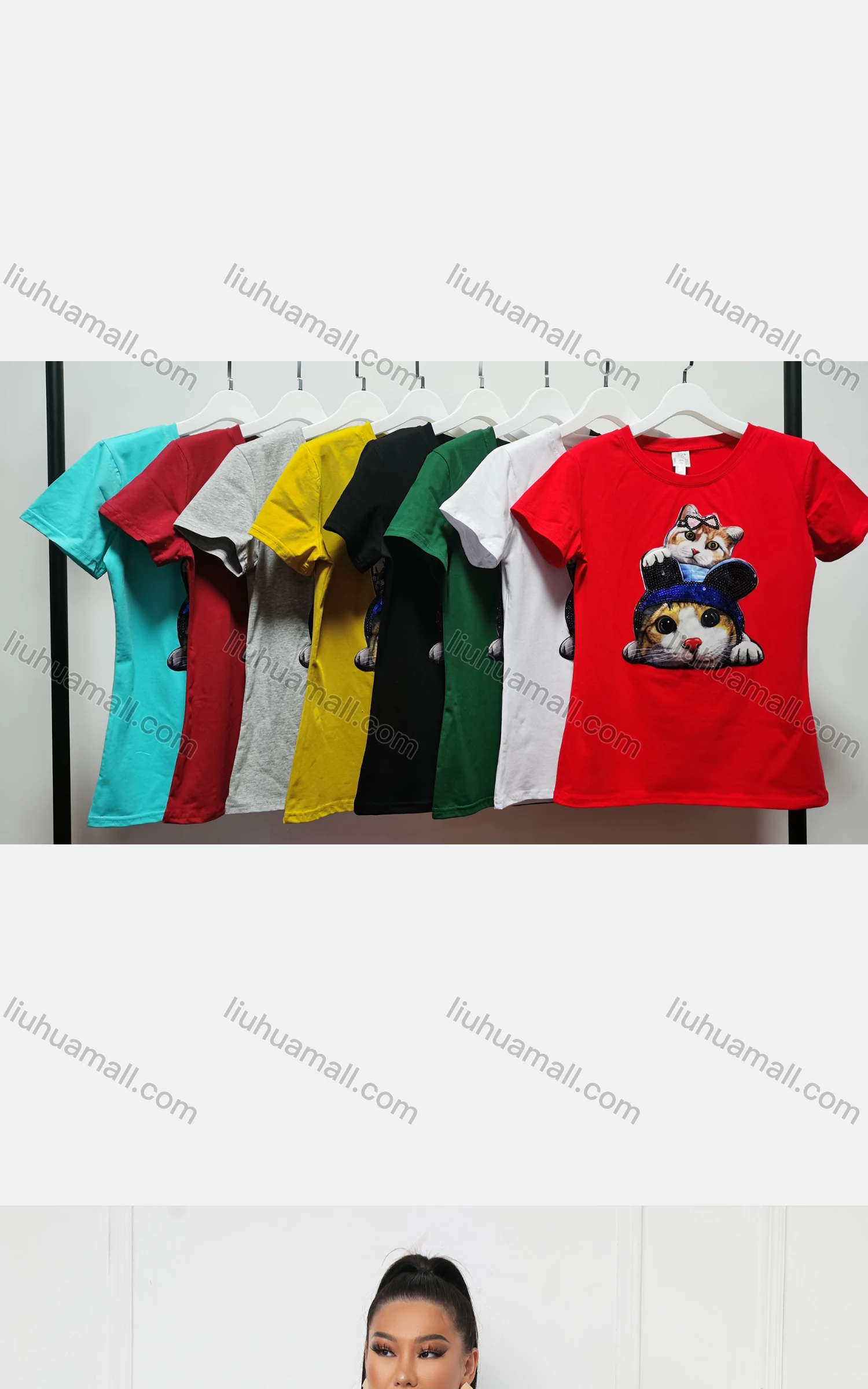 Wholesale Women's Casual Crew Neck Short Sleeve Animal Graphic Slim Fit T-shirt - Liuhuamall
