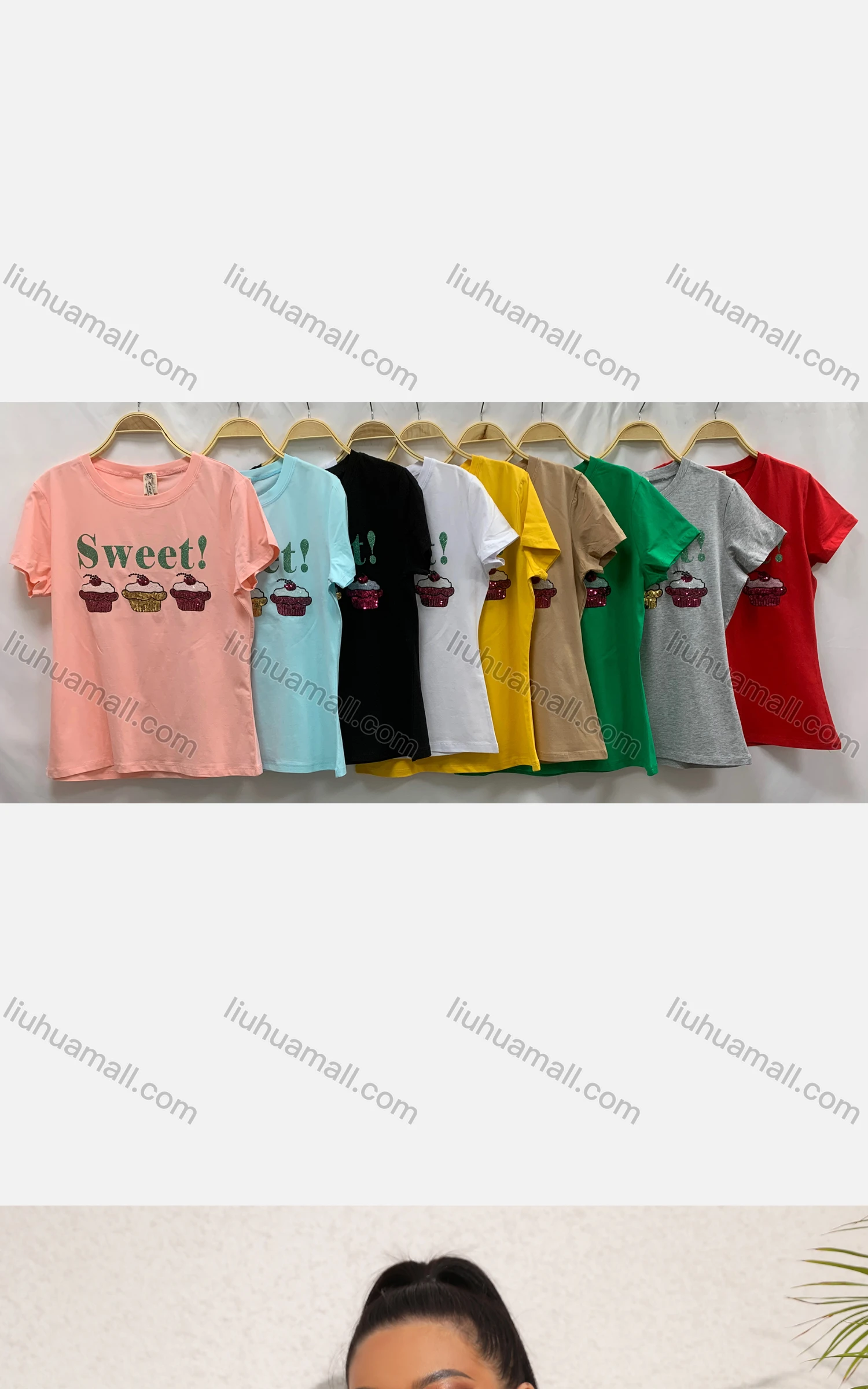 Wholesale Women's Casual Crew Neck Short Sleeve Graphic Slim Fit T-shirt - Liuhuamall