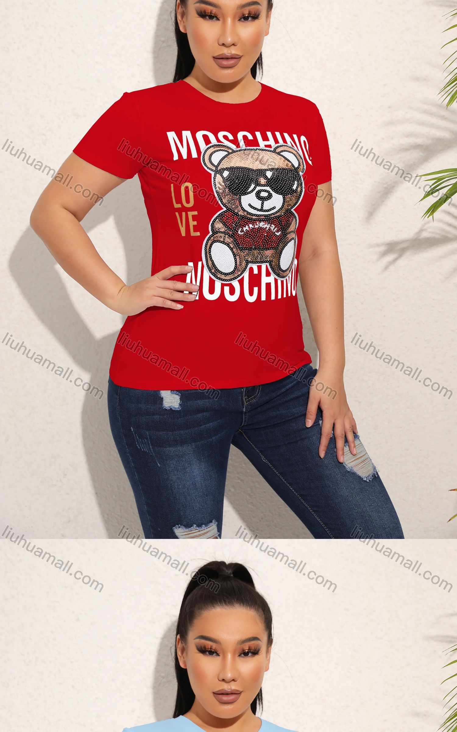 Wholesale Women's Casual Crew Neck Short Sleeve Cartoon Graphic Slim Fit T-shirt - Liuhuamall