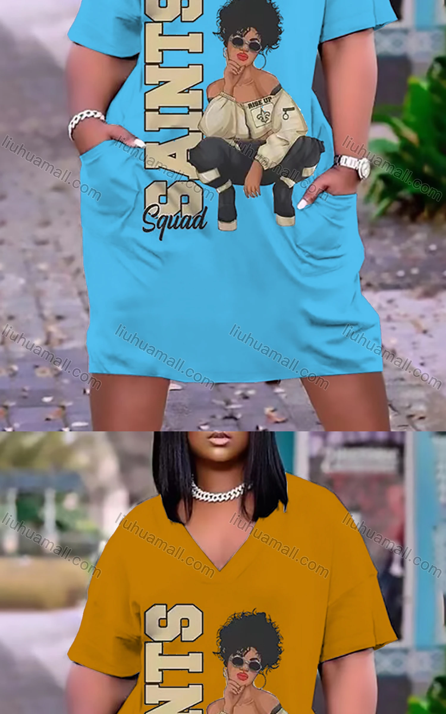 Wholesale Women's Casual Crew Neck Short Sleeve Graphic Tee Dress - Liuhuamall