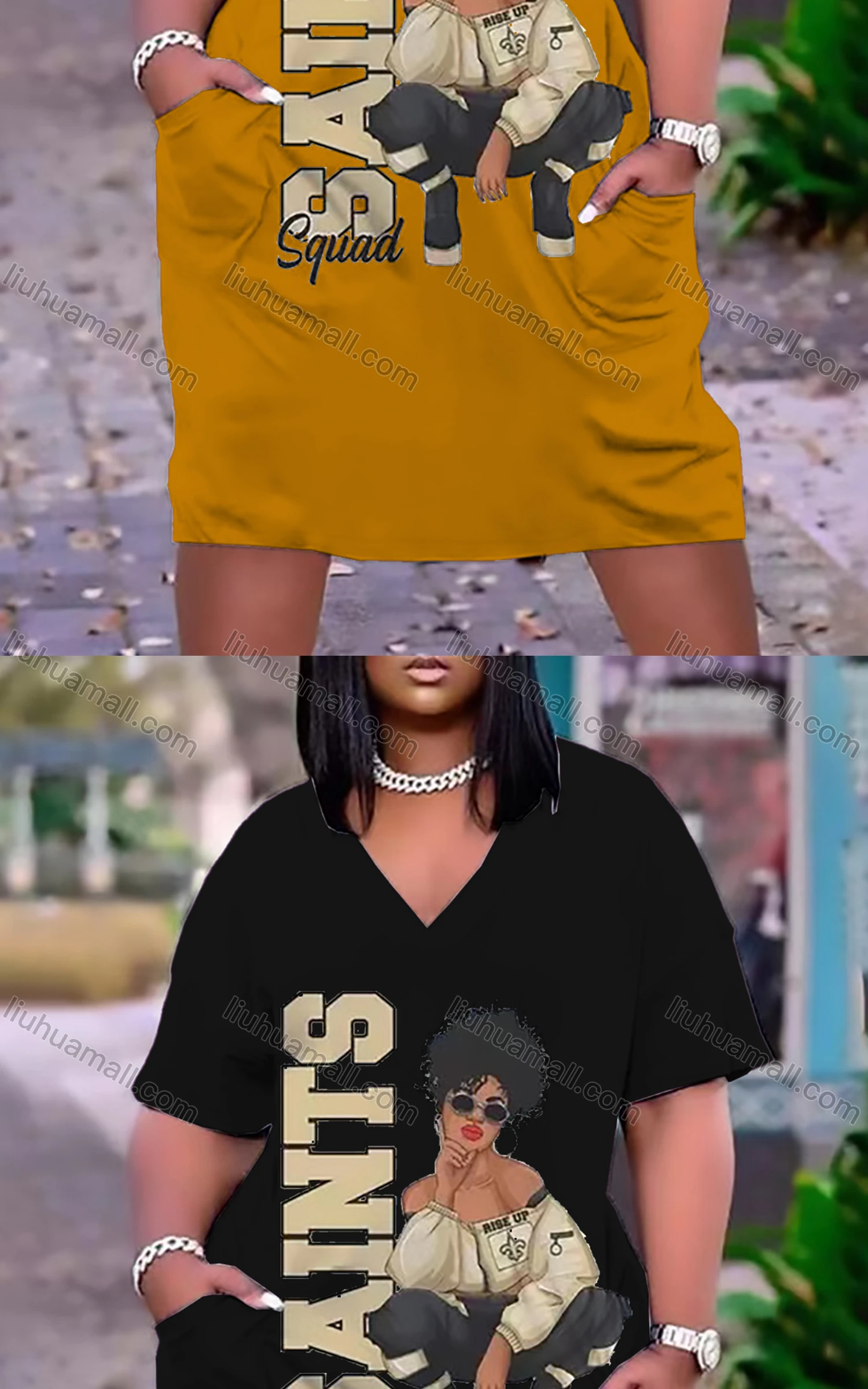 Wholesale Women's Casual Crew Neck Short Sleeve Graphic Tee Dress - Liuhuamall