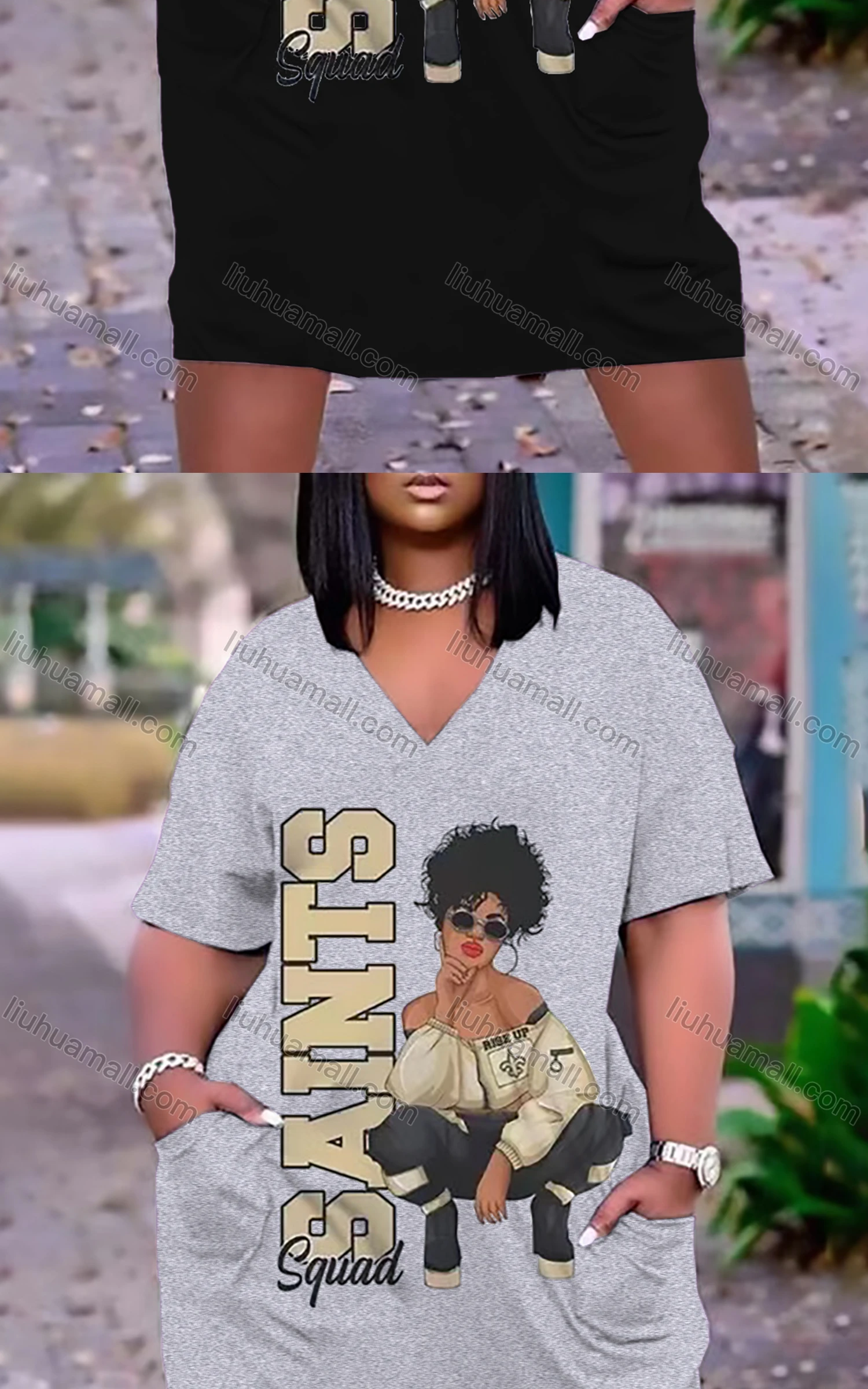 Wholesale Women's Casual Crew Neck Short Sleeve Graphic Tee Dress - Liuhuamall