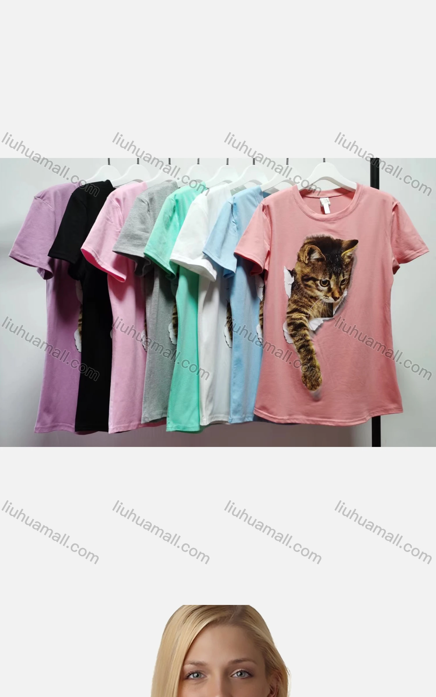 Wholesale Women's Casual Crew Neck Short Sleeve Animal Graphic Slim Fit T-shirt - Liuhuamall