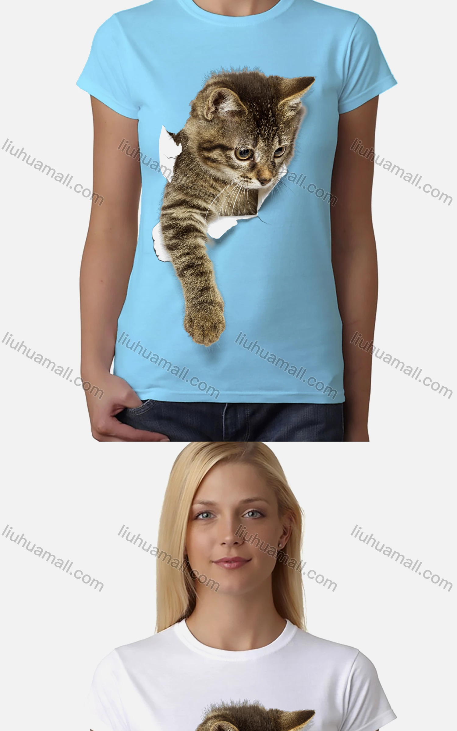 Wholesale Women's Casual Crew Neck Short Sleeve Animal Graphic Slim Fit T-shirt - Liuhuamall