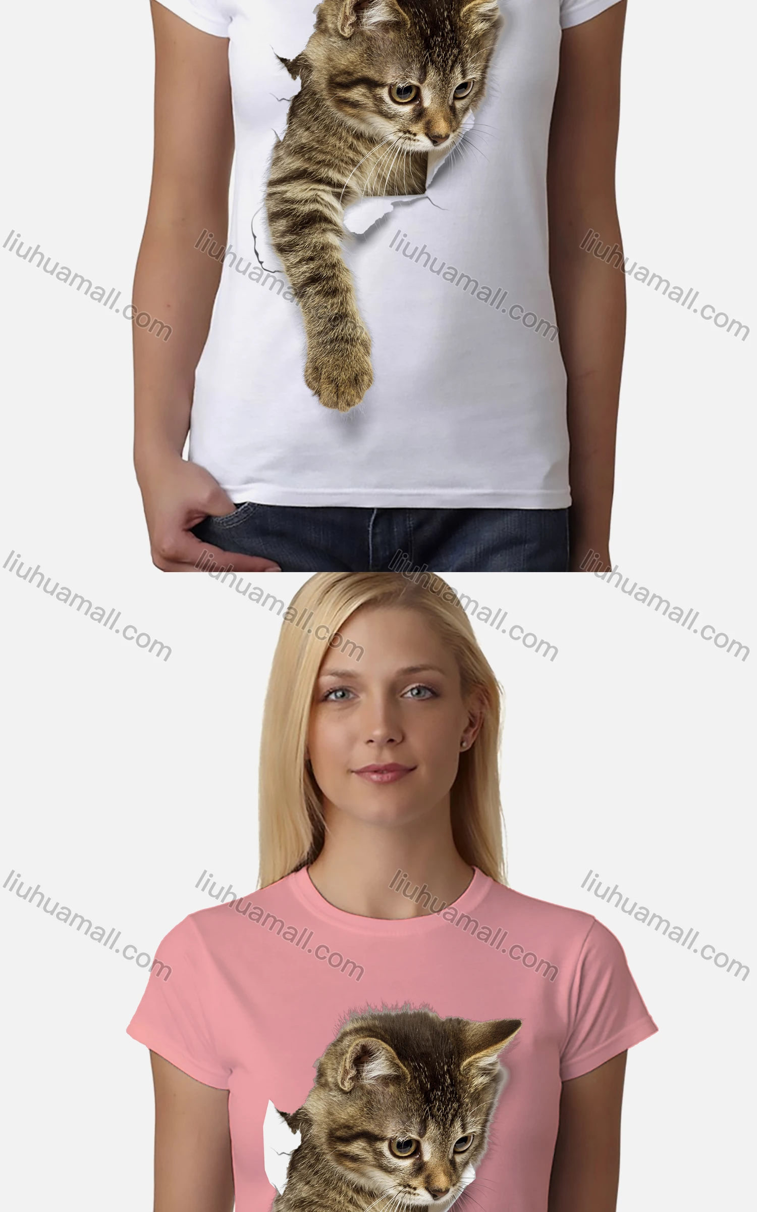 Wholesale Women's Casual Crew Neck Short Sleeve Animal Graphic Slim Fit T-shirt - Liuhuamall