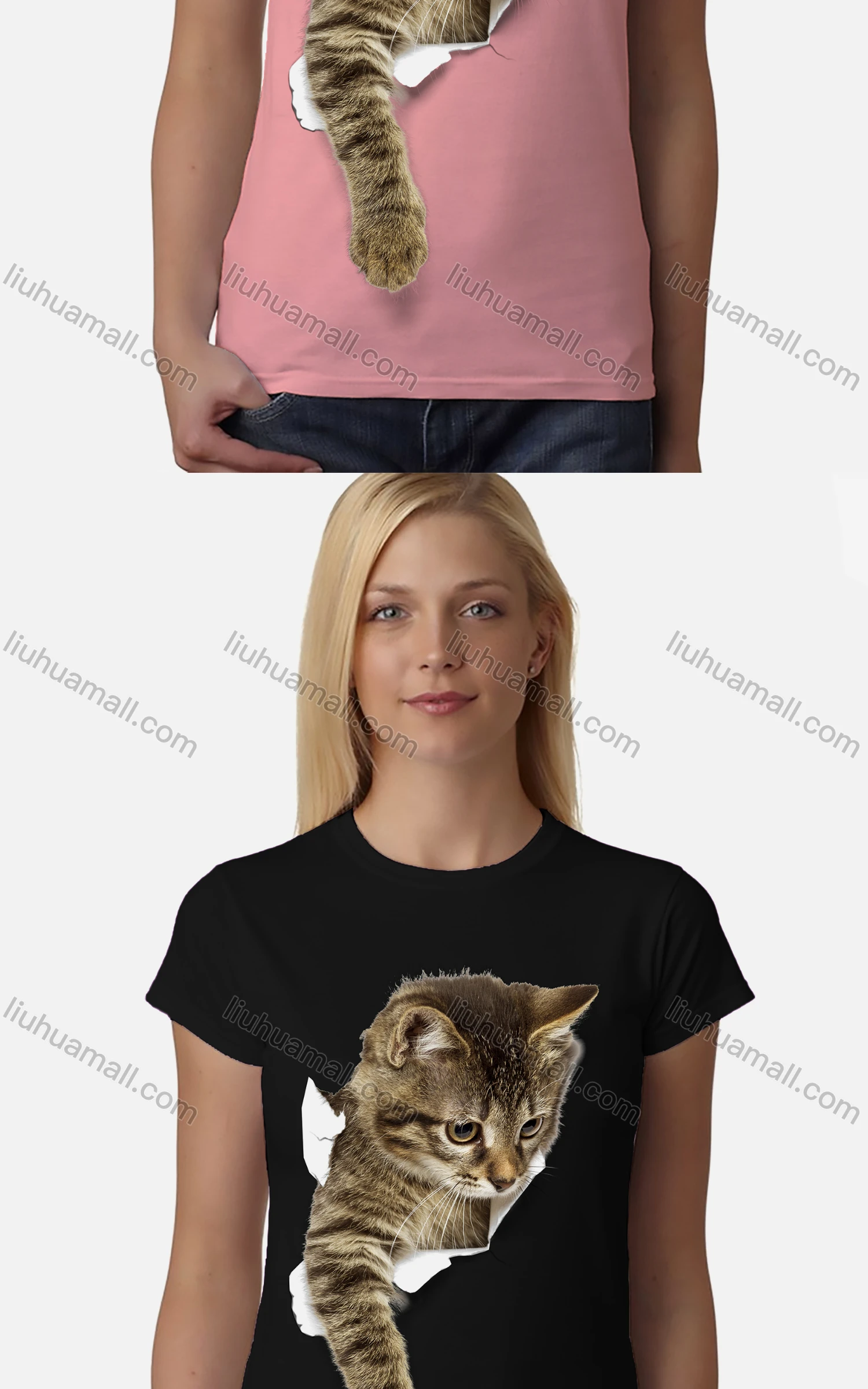 Wholesale Women's Casual Crew Neck Short Sleeve Animal Graphic Slim Fit T-shirt - Liuhuamall